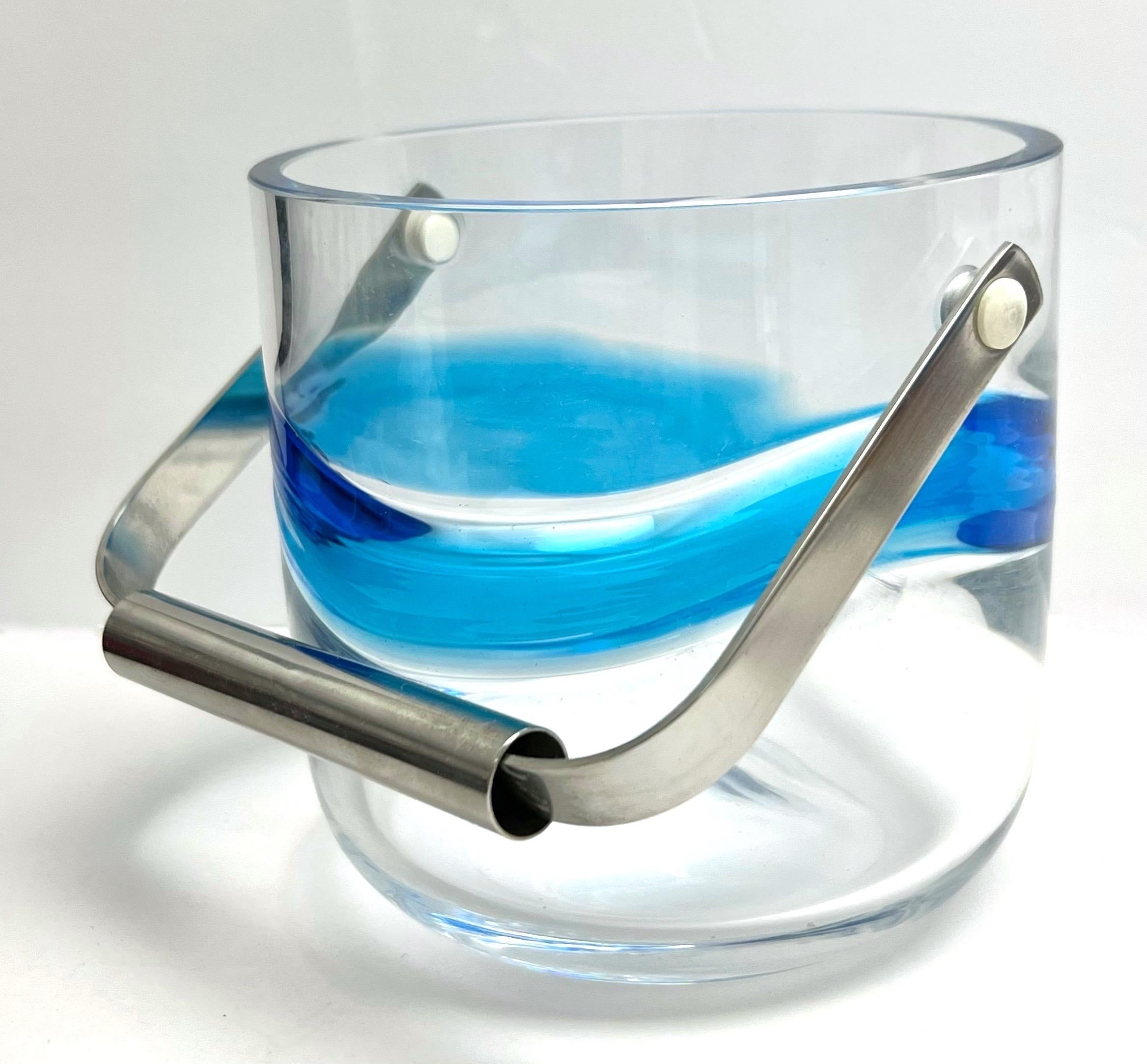 Mid-20th Century Murano Art Glass Stainless Ice Bucket 