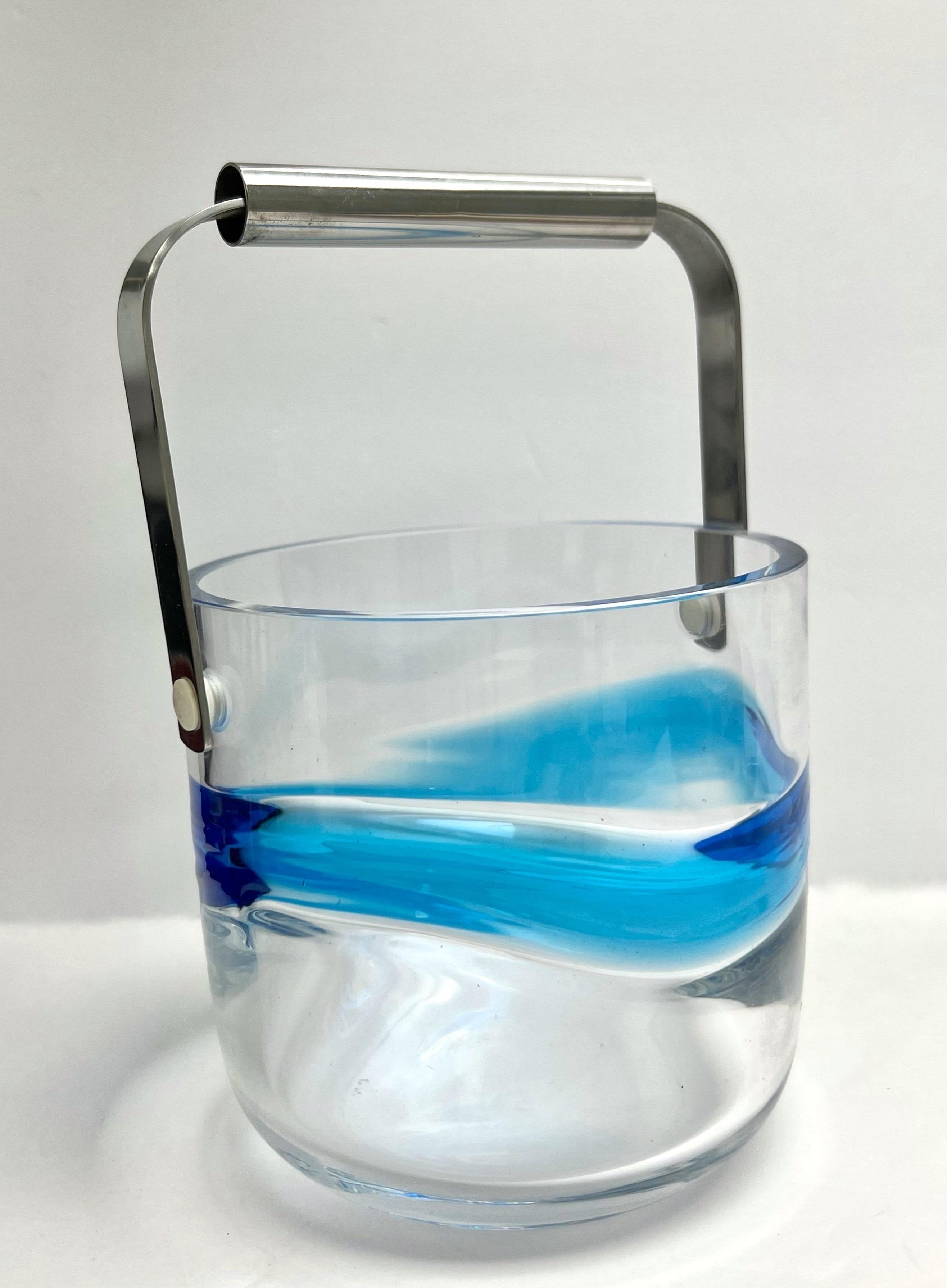 Murano Art Glass Stainless Ice Bucket  1