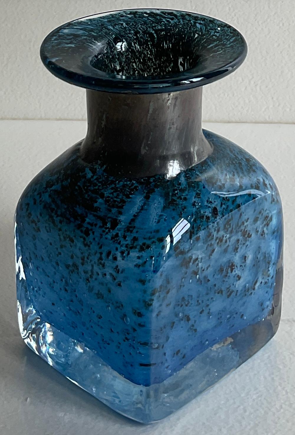 Italian Murano Art Glass Stem Vase Signed Vellini For Sale