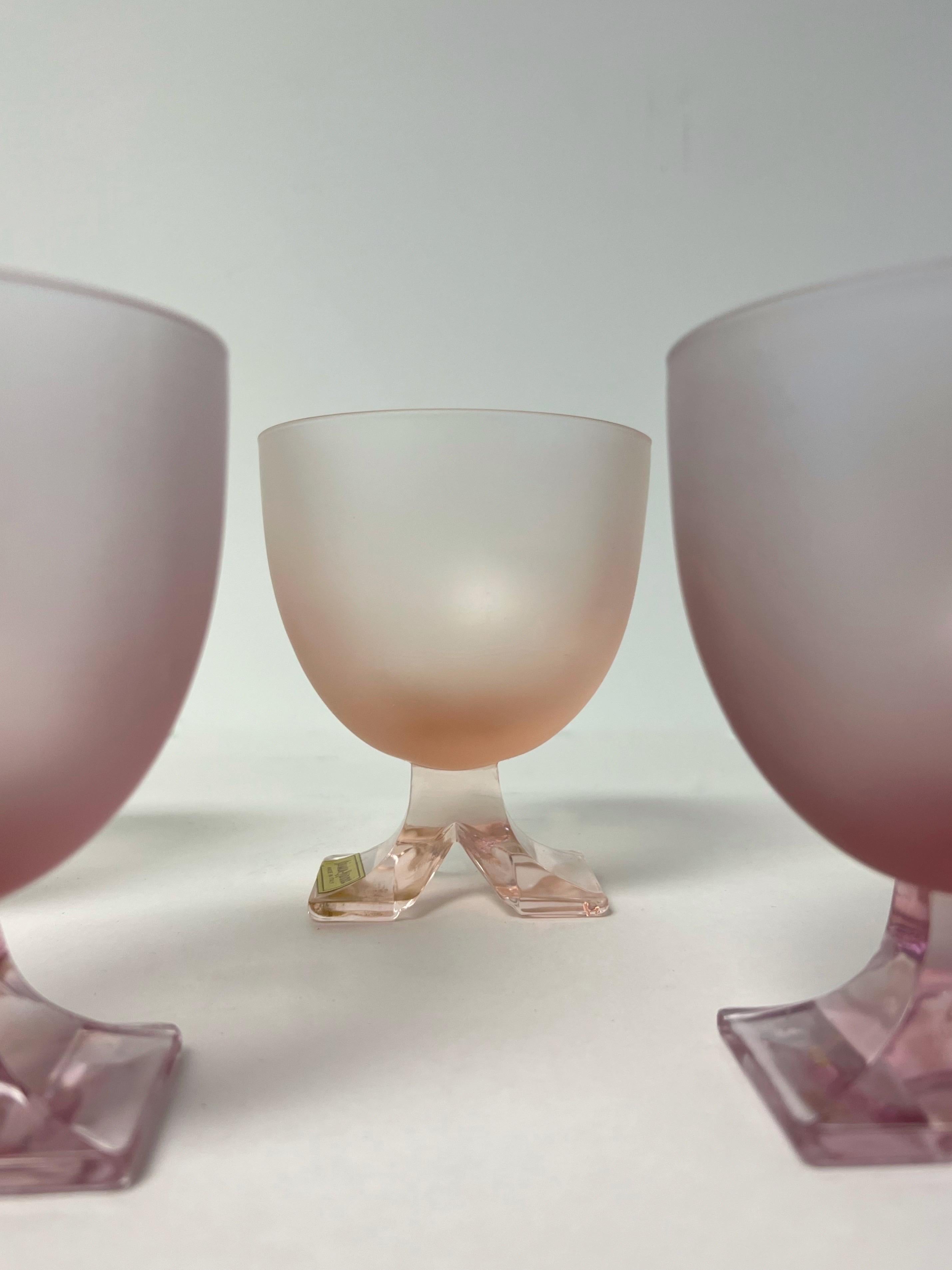 Murano Art Glass Stemware Modernists Frosted Wine Glasses Set of 6 5