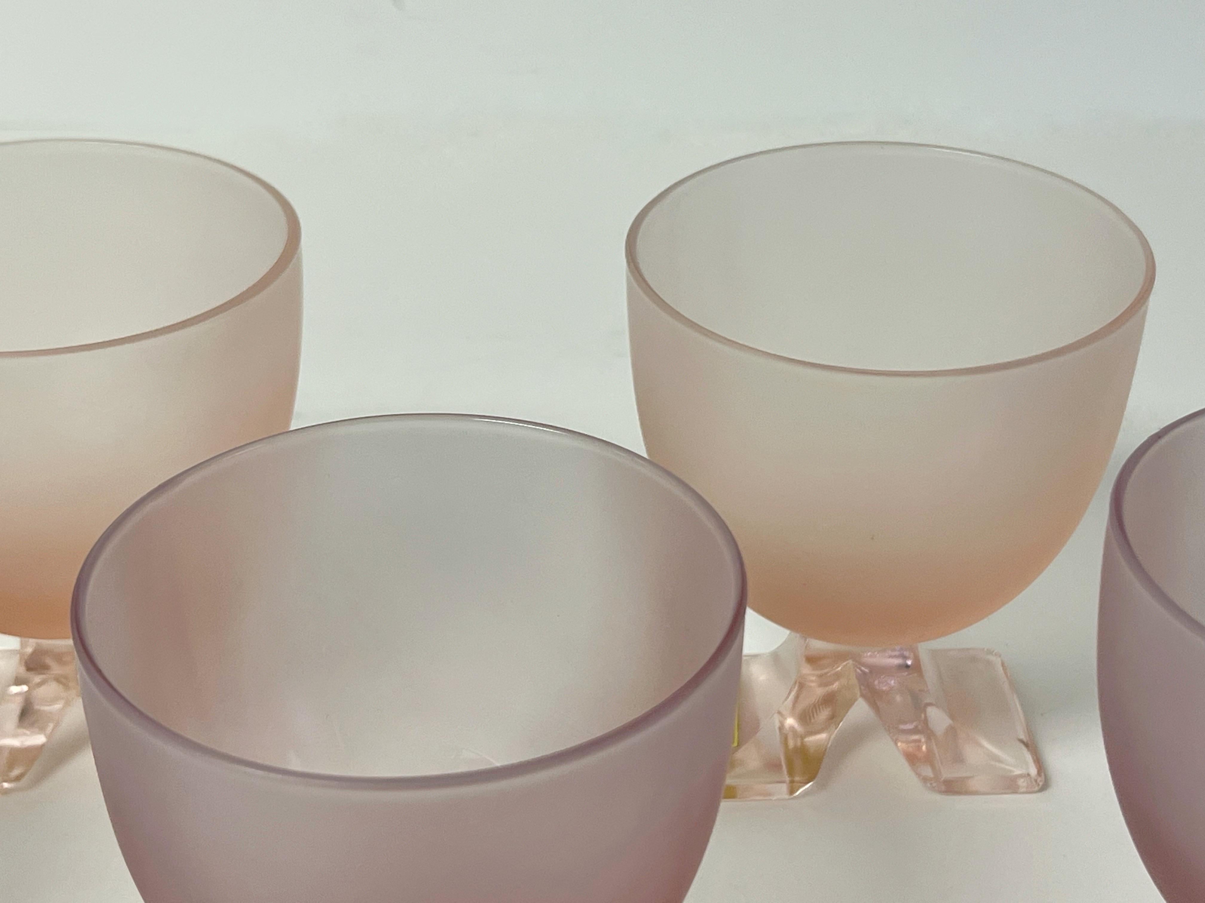 Murano Art Glass Stemware Modernists Frosted Wine Glasses Set of 6 1