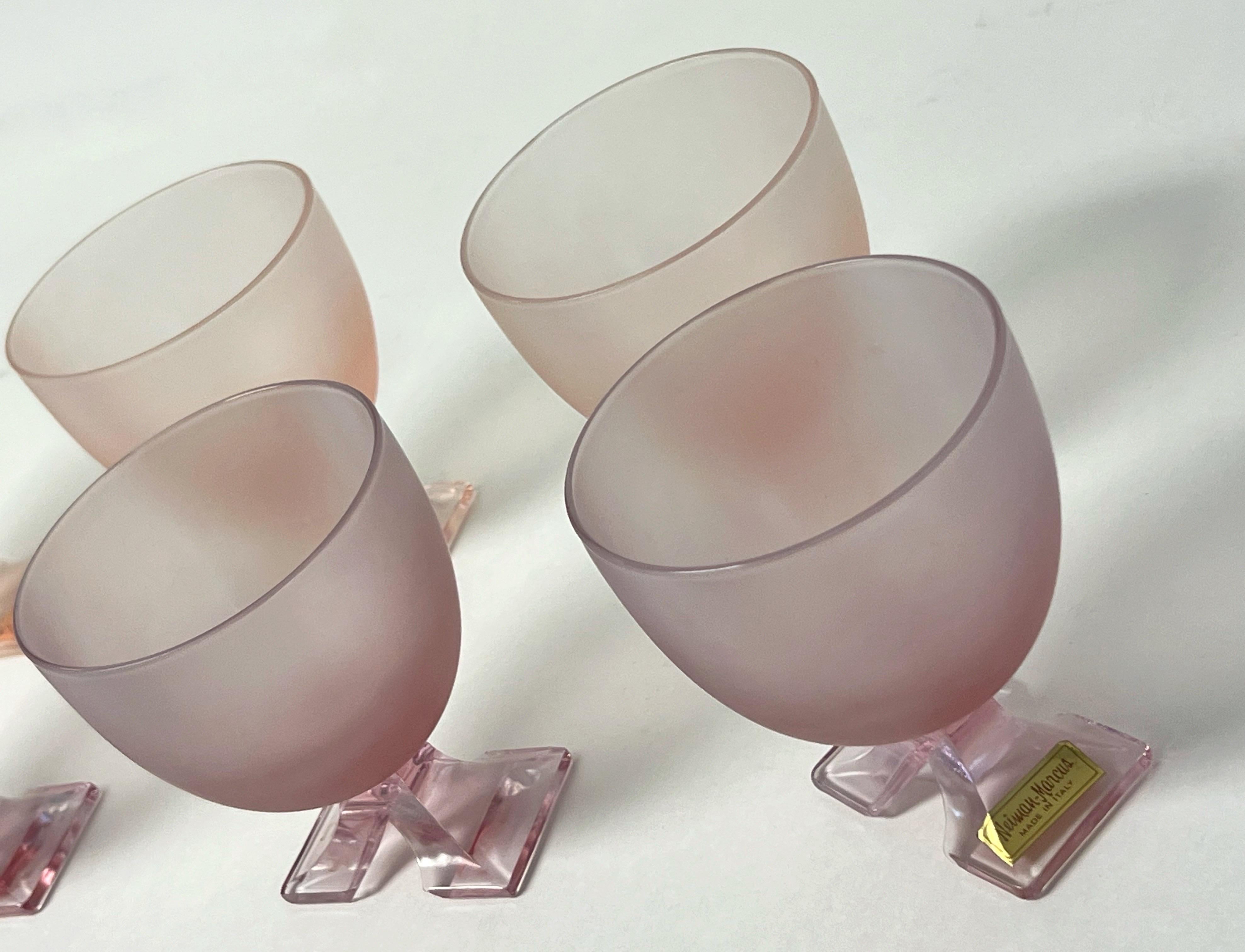 Murano Art Glass Stemware Modernists Frosted Wine Glasses Set of 6 3