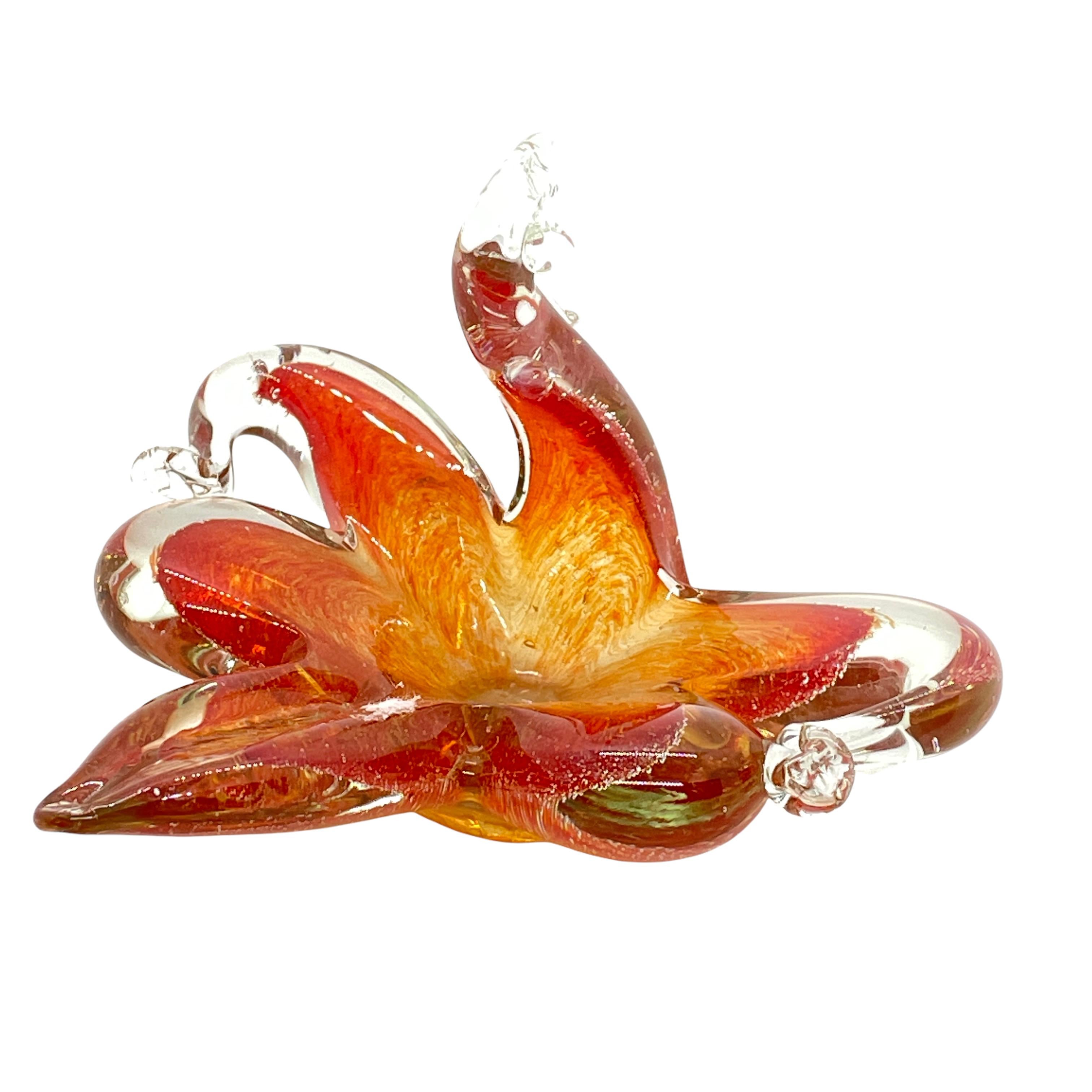 Mid-Century Modern Murano Art Glass Swan Catchall Red and Clear Glass, Vintage, Italy, 1960s For Sale