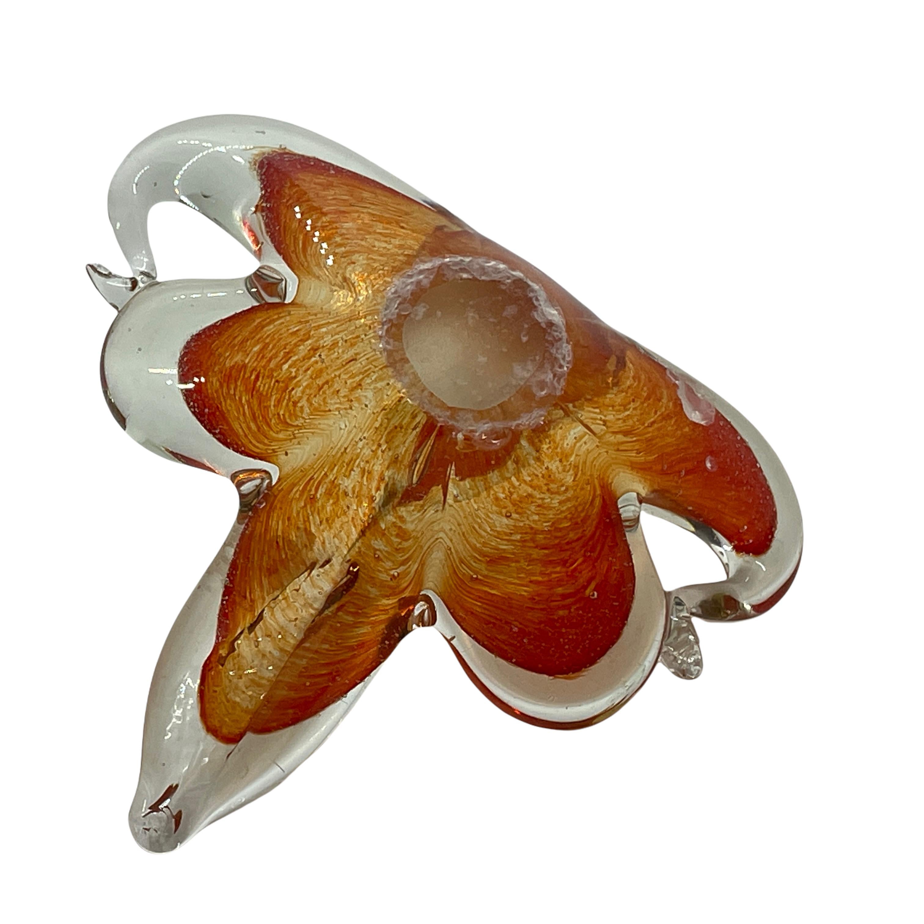 Italian Murano Art Glass Swan Catchall Red and Clear Glass, Vintage, Italy, 1960s For Sale