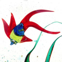 Murano Art Glass Swimming Fish Aquarium Italian Vintage Sculpture Paperweight
