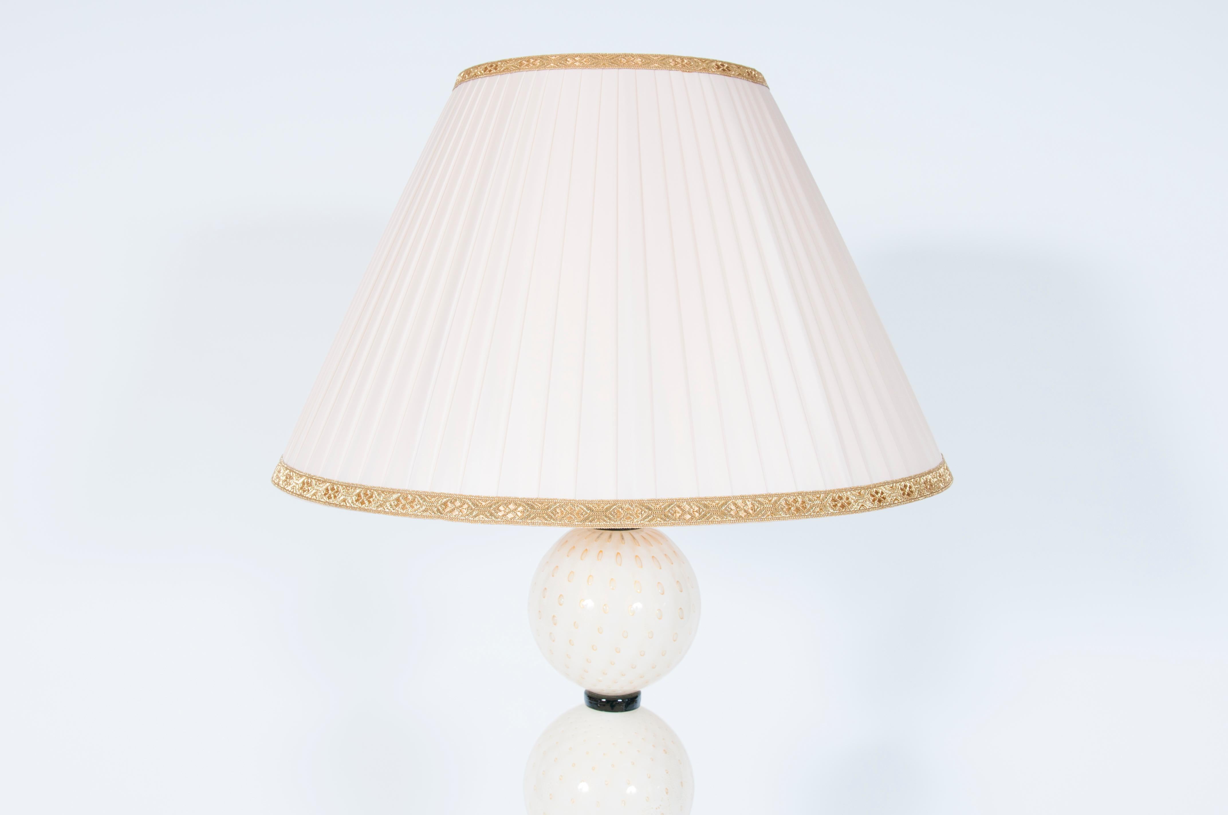 Lámpara de sobremesa de cristal de Murano de Giovanni Dalla Fina Años 80 Oro en venta