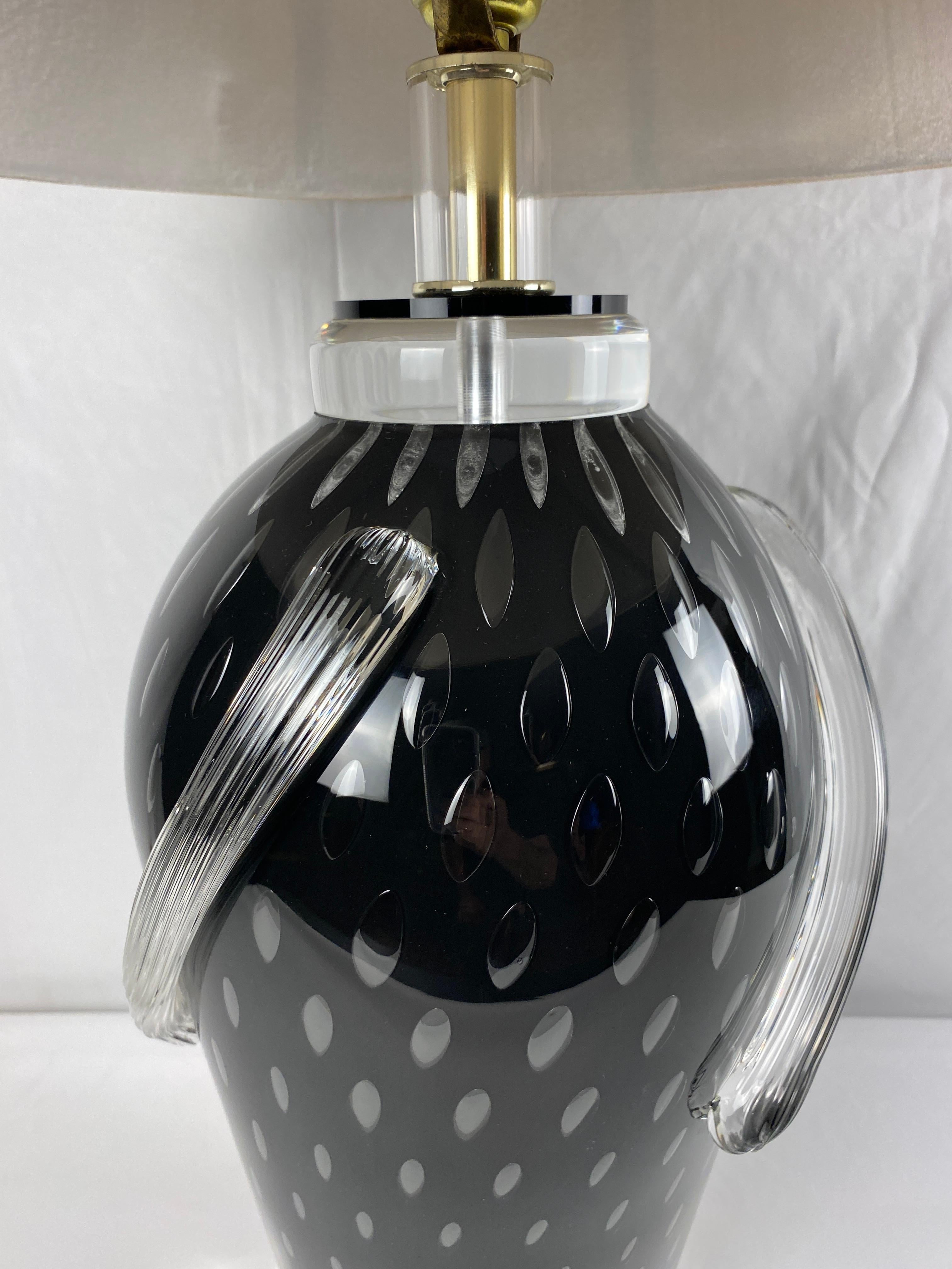 Modern Murano Art Glass Table Lamp For Sale