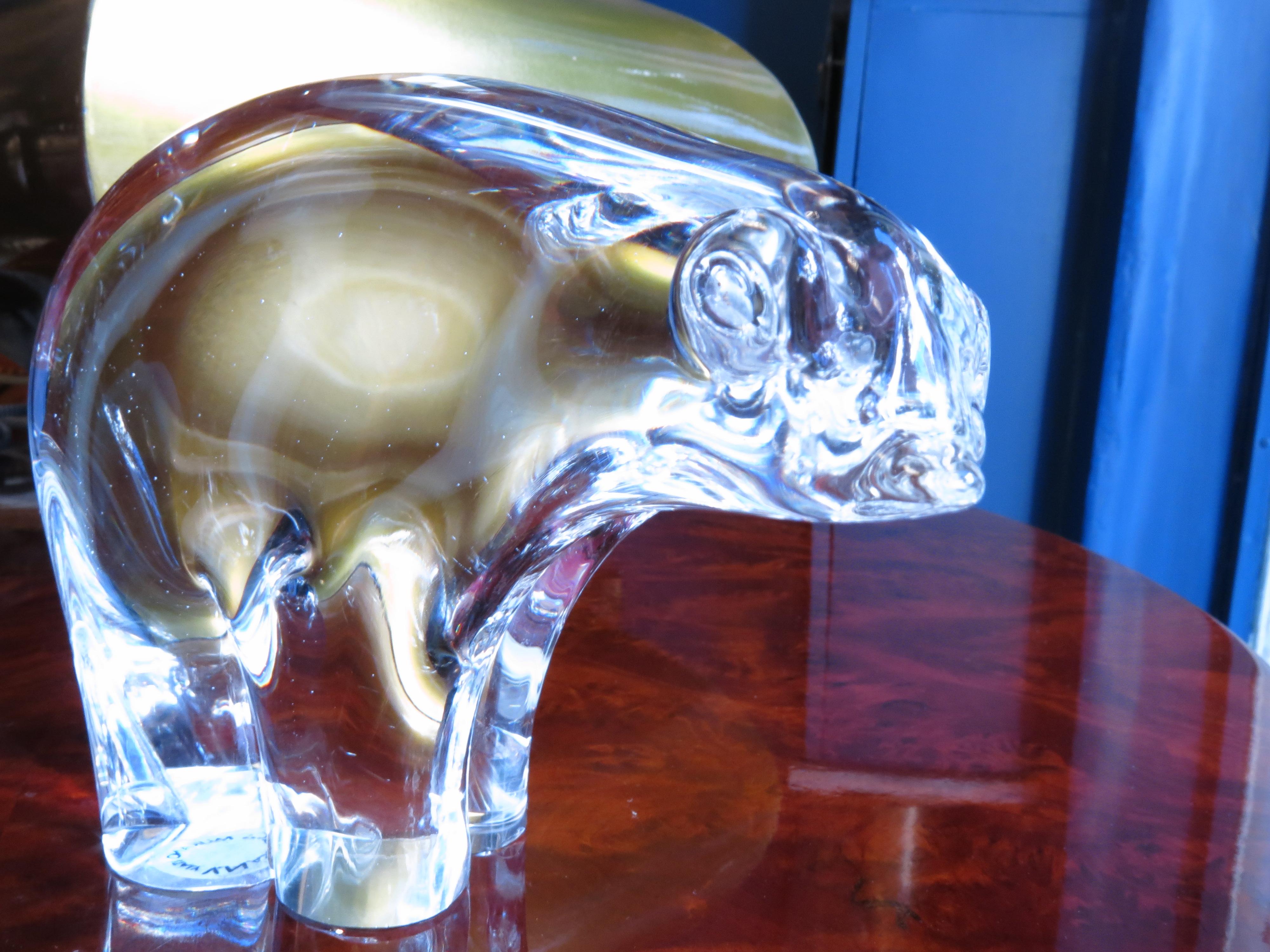 Murano Art Glass Transparent Bear Sculpture  For Sale 3