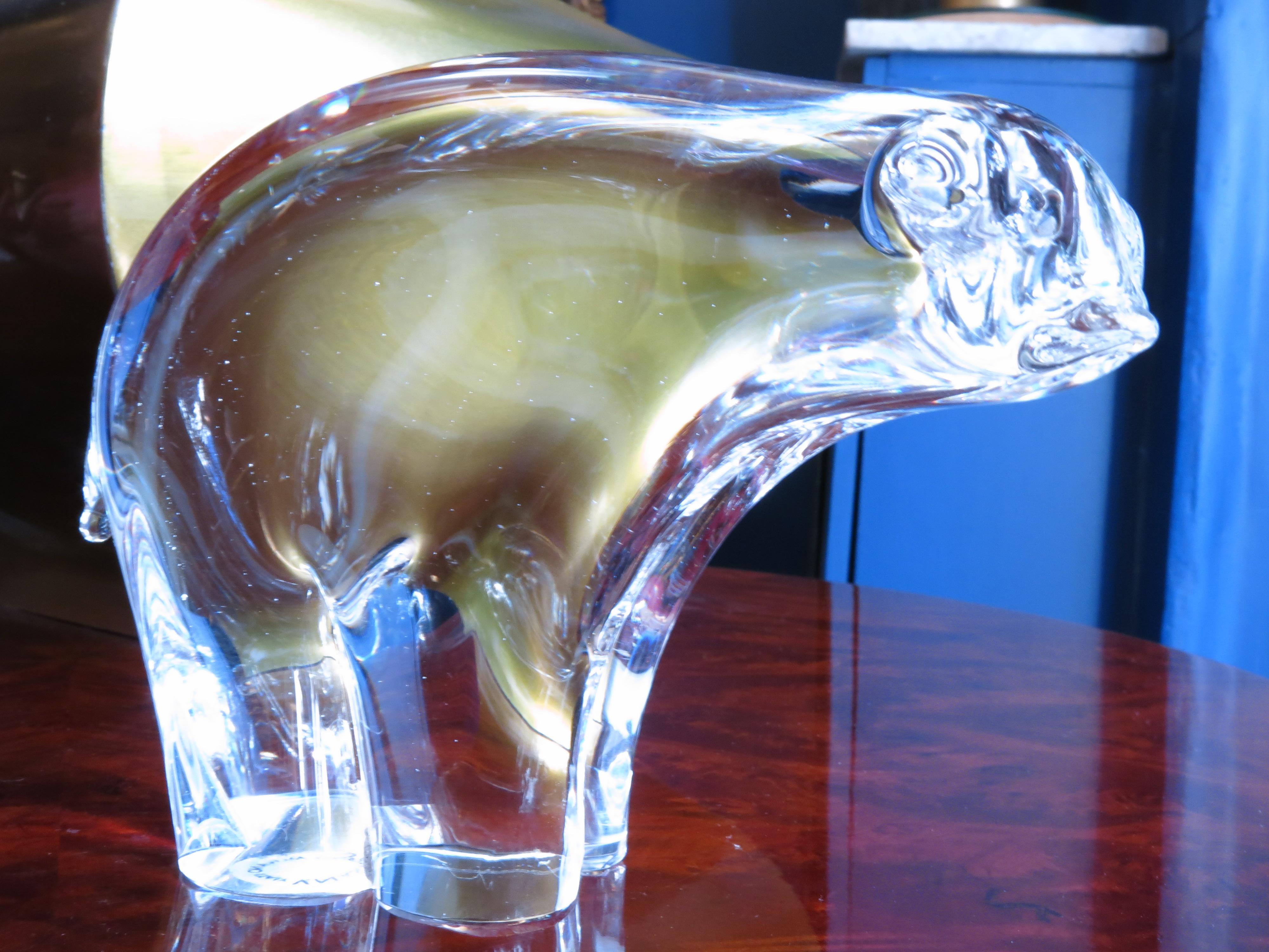 Murano Art Glass Transparent Bear Sculpture  For Sale 4
