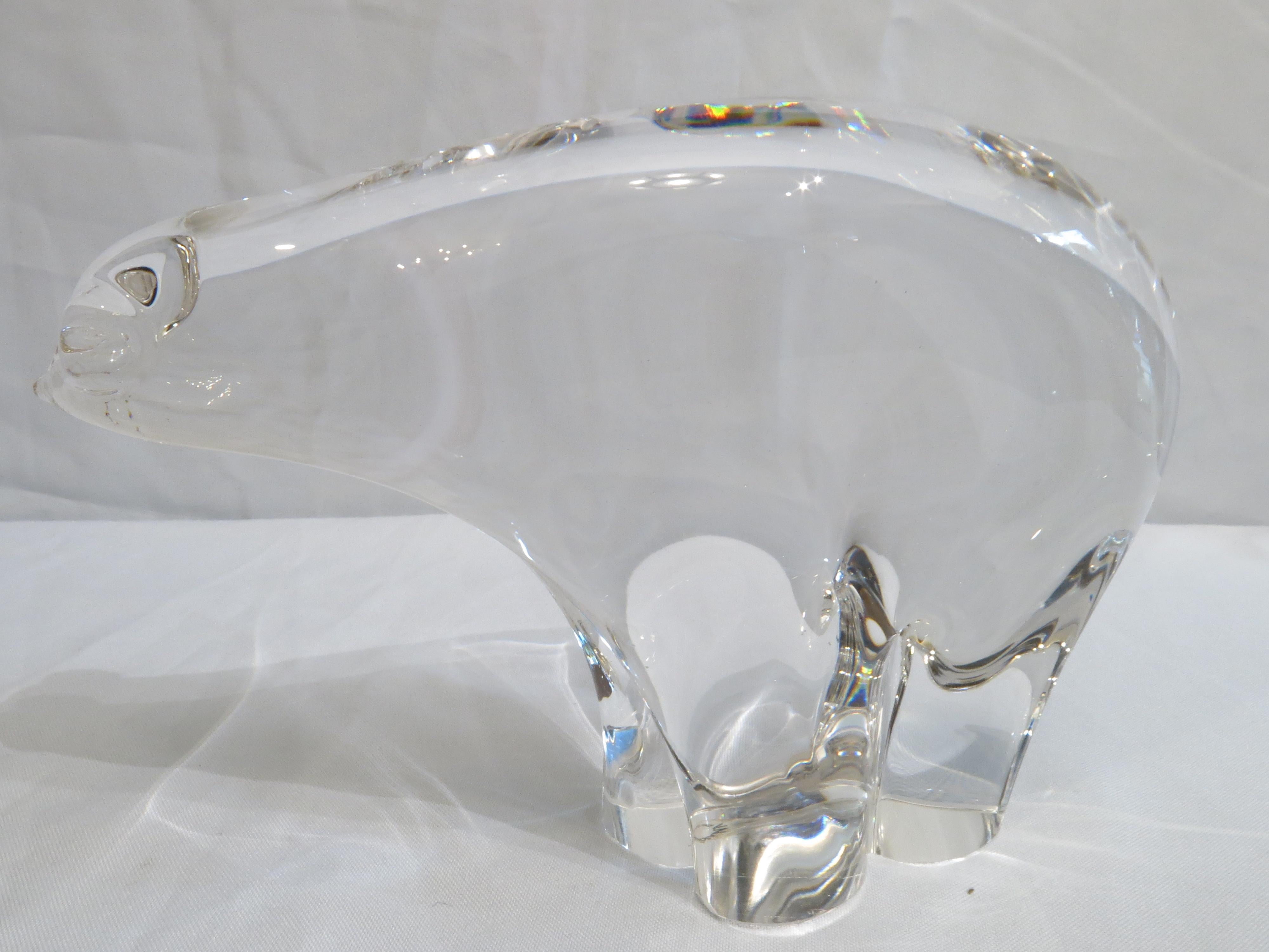 Mid-Century Modern Murano Art Glass Transparent Bear Sculpture  For Sale