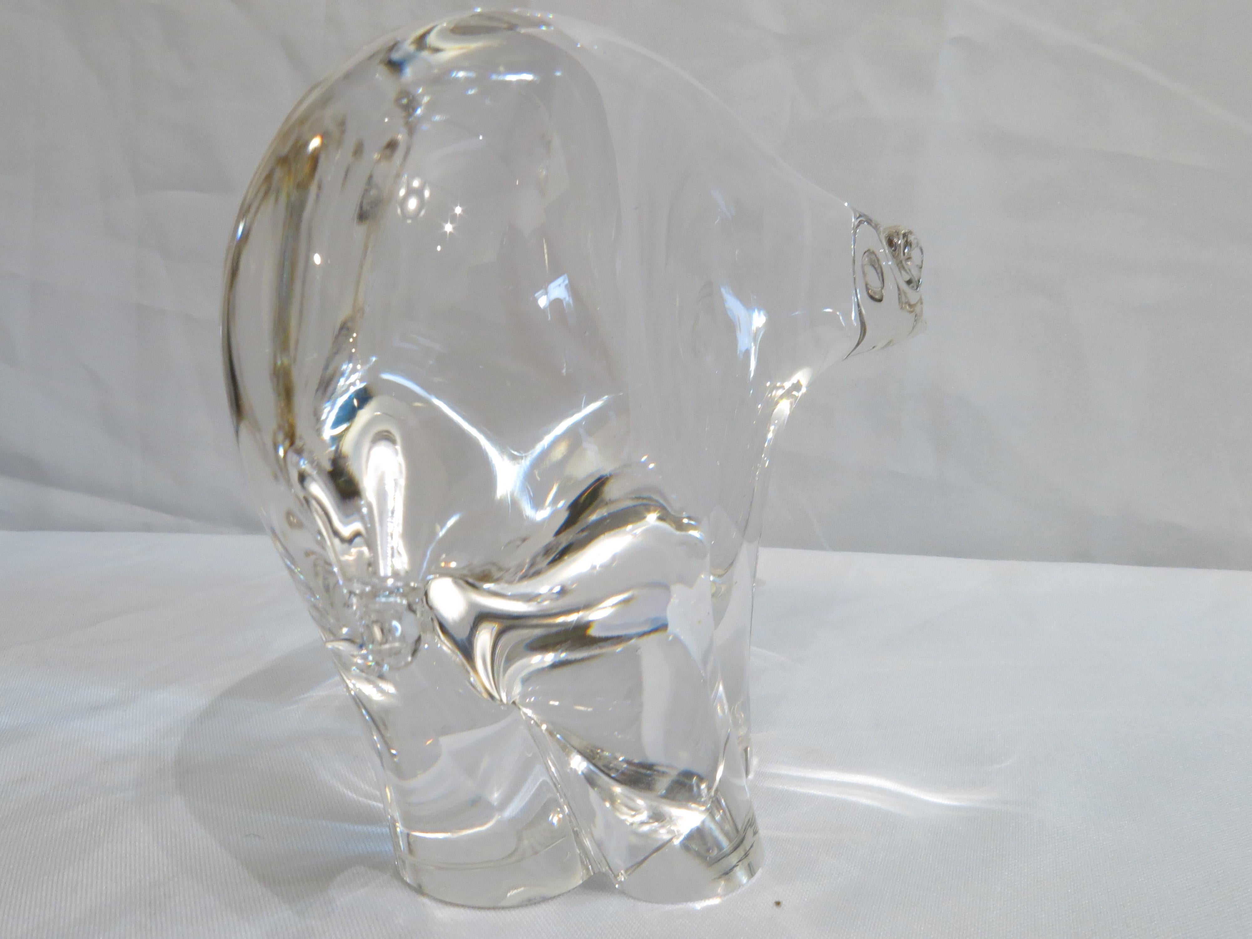 Italian Murano Art Glass Transparent Bear Sculpture  For Sale