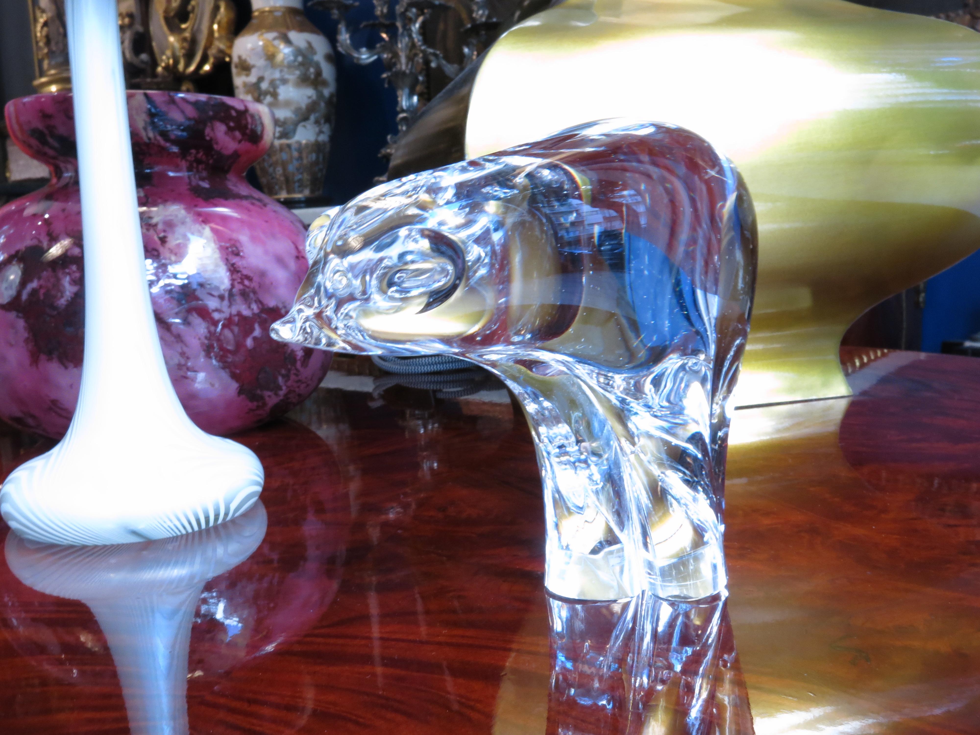 Murano Art Glass Transparent Bear Sculpture  For Sale 2