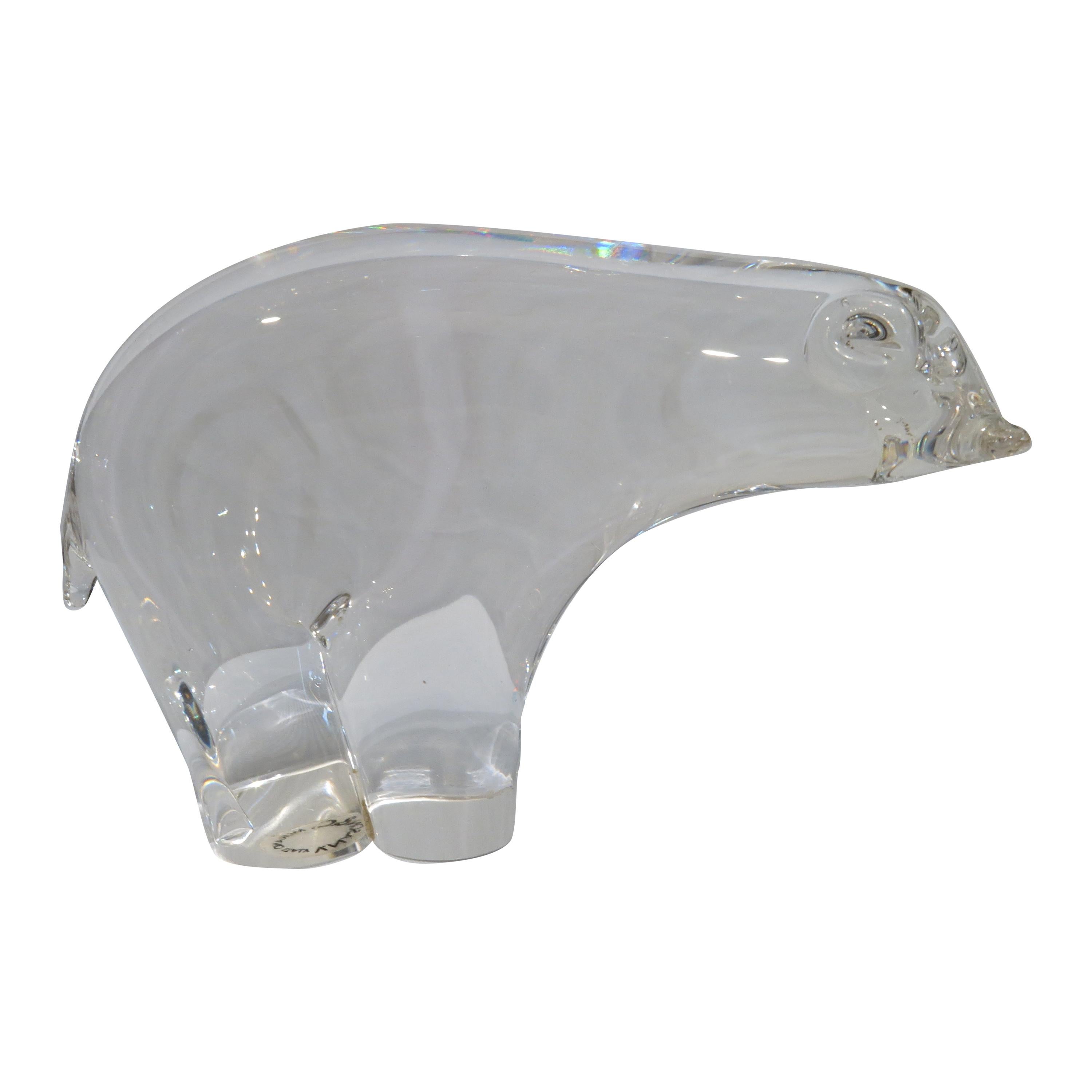 Murano Art Glass Transparent Bear Sculpture  For Sale
