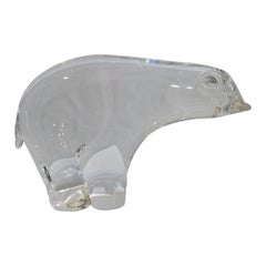 Vintage Murano Art Glass Transparent Bear Sculpture 