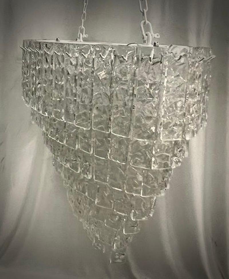 Lampadario e pendente rotondo in vetro artistico di Murano di colore trasparente, 2000 In condizioni buone in vendita a Rome, IT