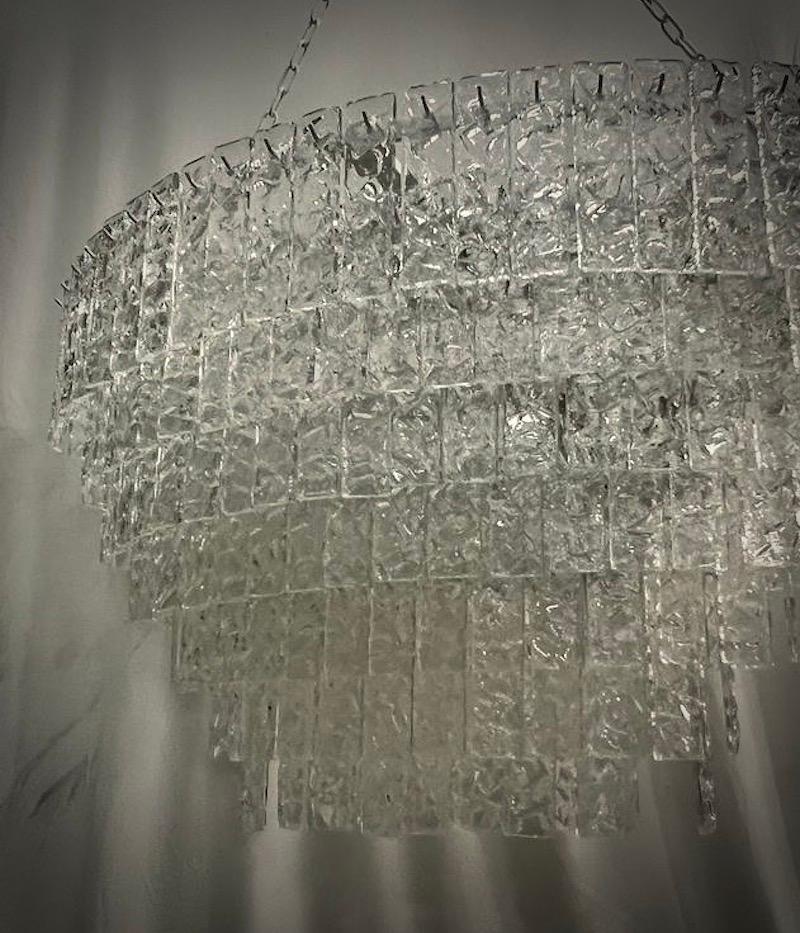 Lampadario e pendente rotondo in vetro artistico di Murano di colore trasparente, 2000 in vendita 1