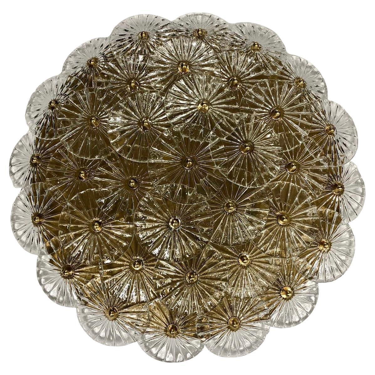 Murano Art Glass Transparent Mid-Century Chandelier and Ceiling Light, 2020