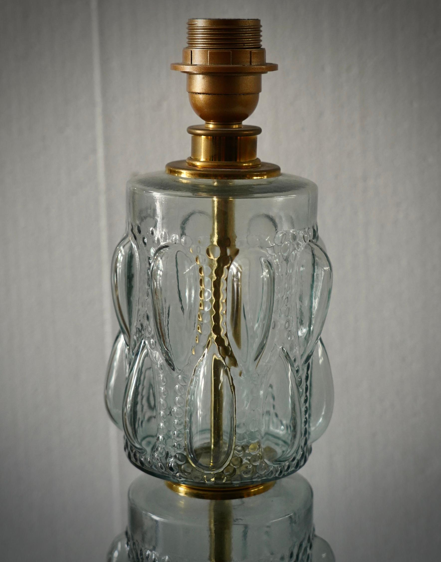 Mid-Century Modern Lampe de bureau du milieu du siècle dernier en verre d'art de Murano, couleur sarcelle transparente et laiton, 2000 en vente
