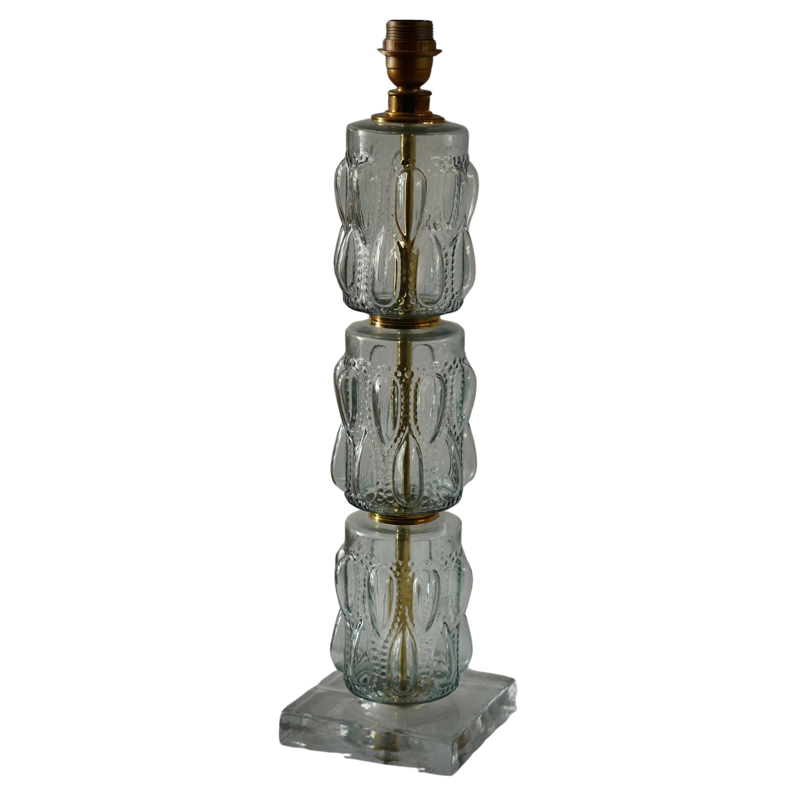Lampe de bureau du milieu du siècle dernier en verre d'art de Murano, couleur sarcelle transparente et laiton, 2000 en vente