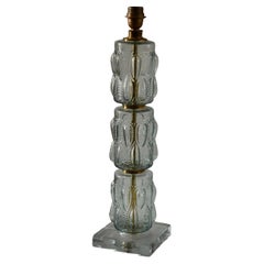 Transparente Teal-Tischlampe aus Murano-Kunstglas in Blau und Messing aus der Mitte des Jahrhunderts, 2000