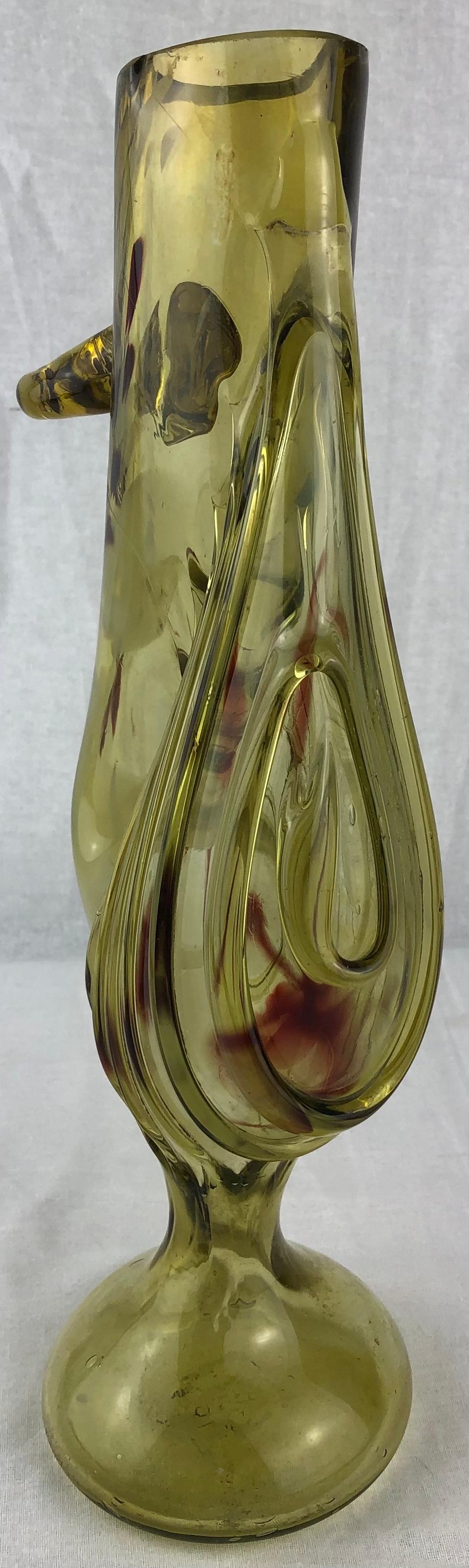 Mid-Century Modern Vase à fleurs en verre d'art de Murano en vente