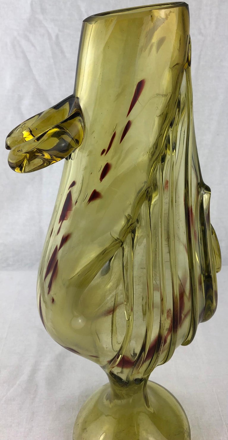 Italian Murano Art Glass Flower Vase For Sale