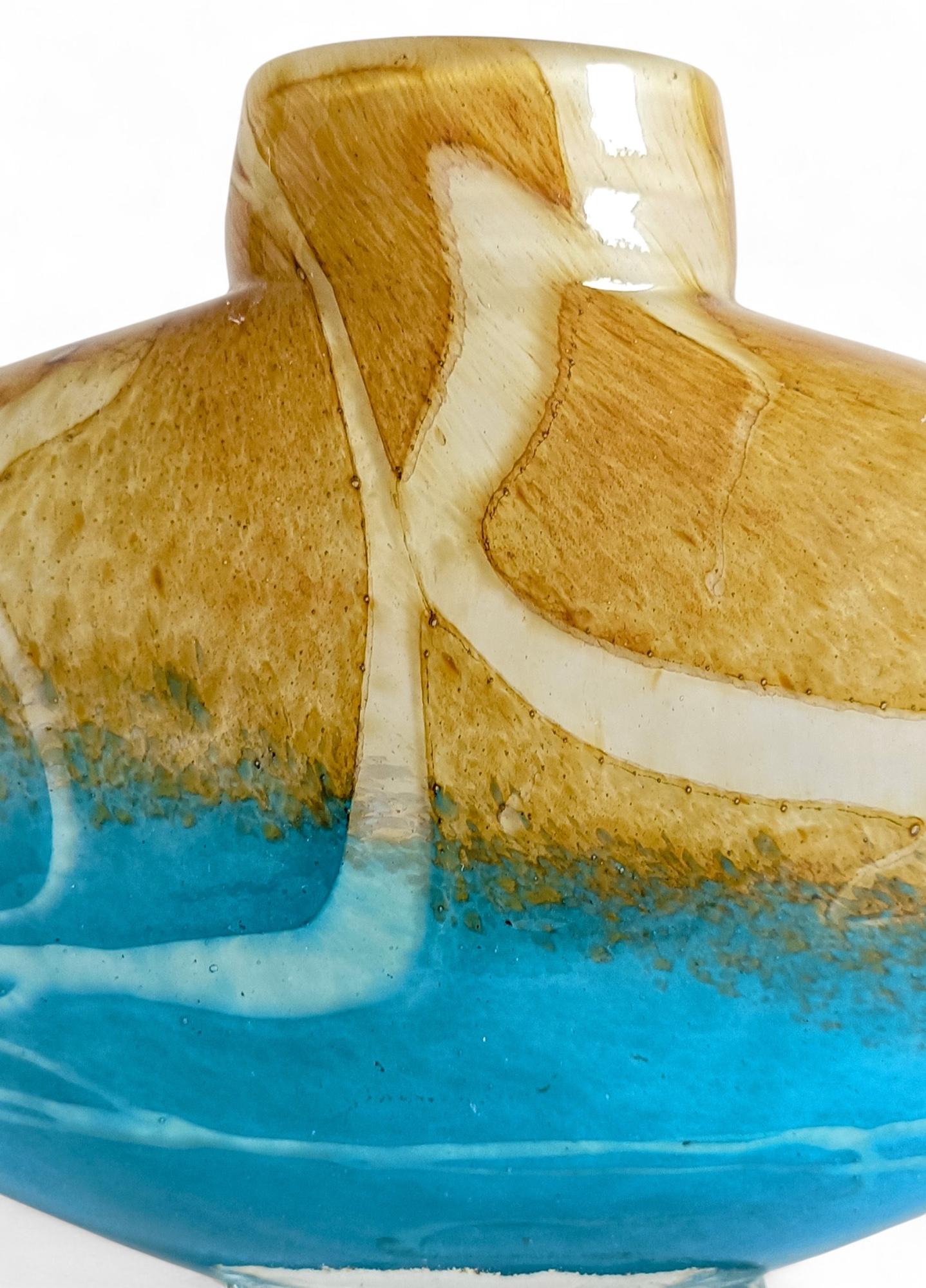 Vase en verre d'art de Murano, couleurs du coucher de soleil méditerranéen, Italie, années 1980 en vente 3