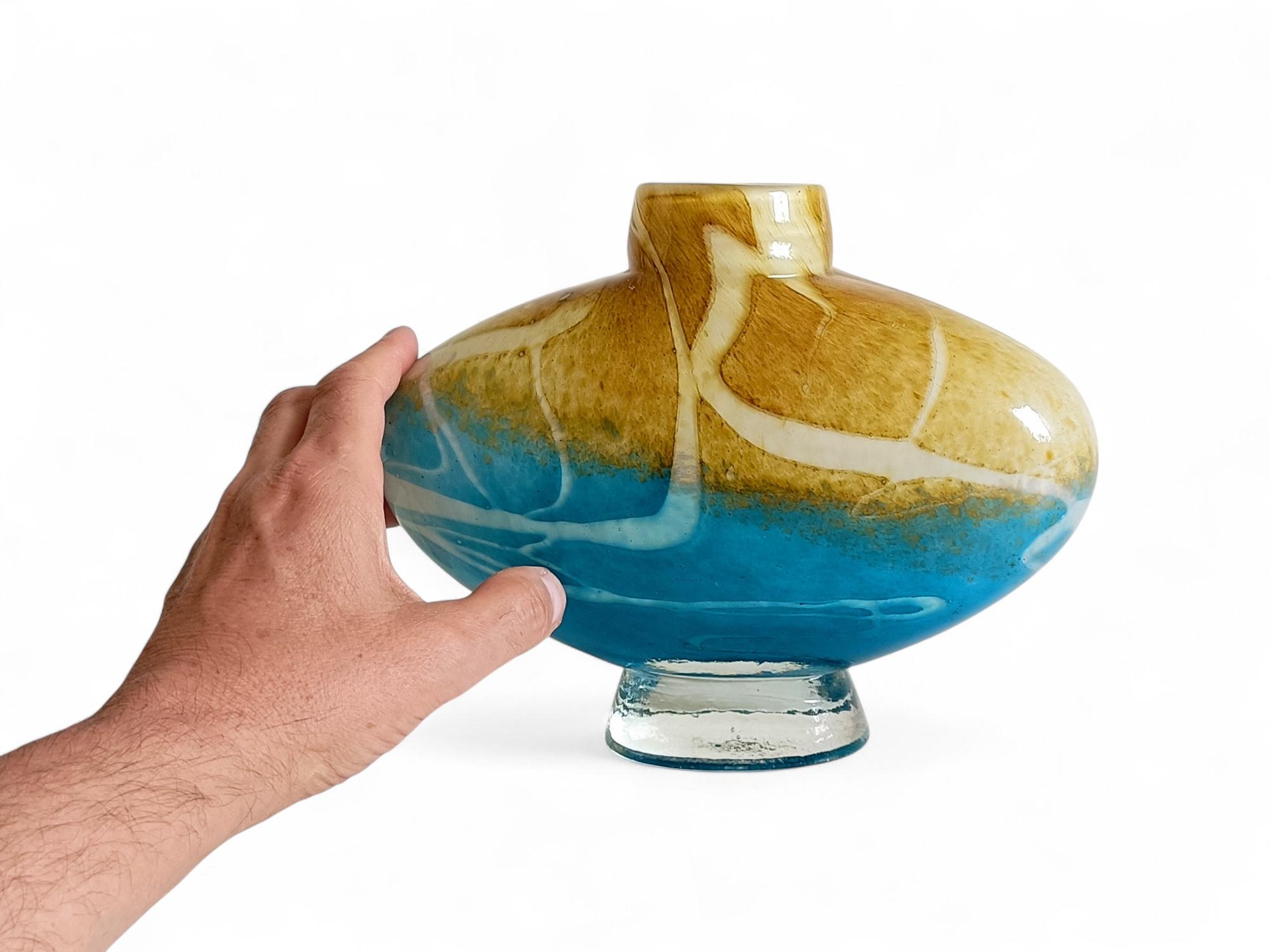 Vase en verre d'art de Murano, couleurs du coucher de soleil méditerranéen, Italie, années 1980 en vente 5