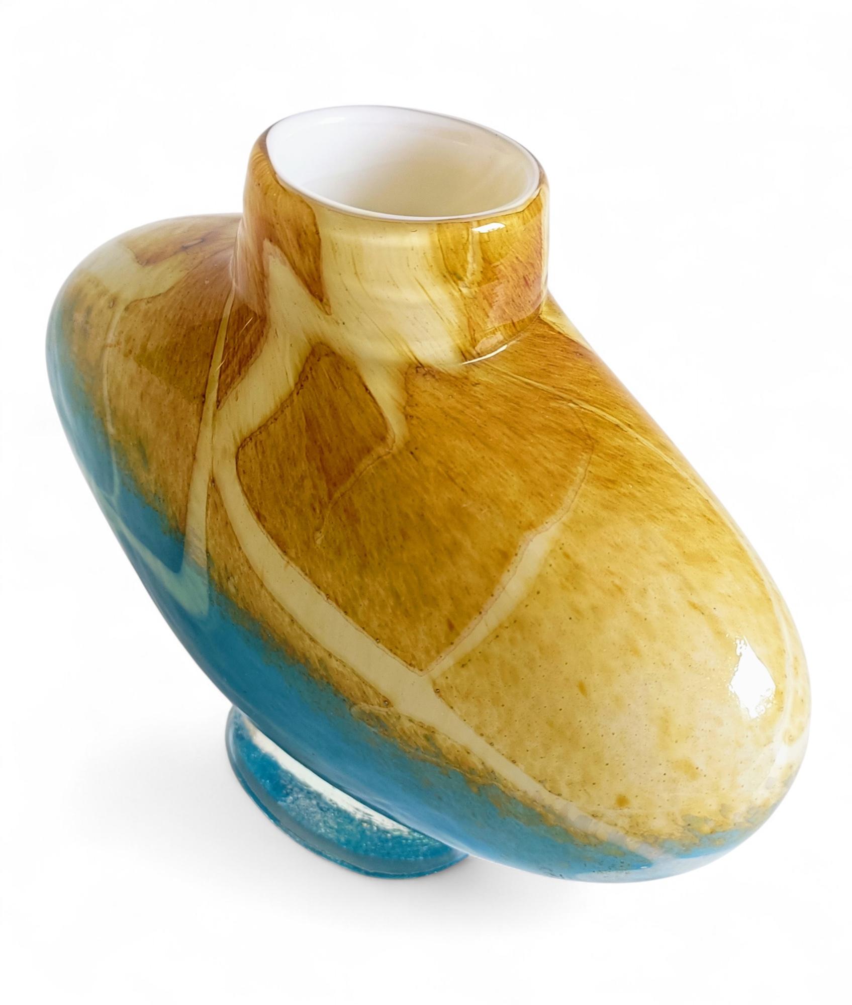 Vase en verre d'art de Murano, couleurs du coucher de soleil méditerranéen, Italie, années 1980 en vente 6