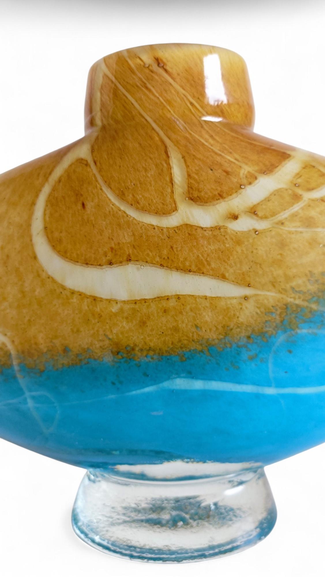 Vase en verre d'art de Murano, couleurs du coucher de soleil méditerranéen, Italie, années 1980 en vente 7