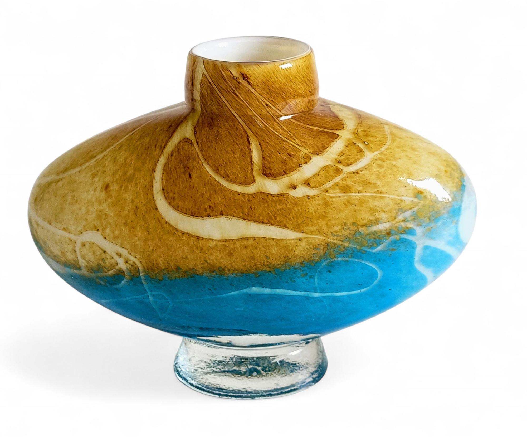 Fait main Vase en verre d'art de Murano, couleurs du coucher de soleil méditerranéen, Italie, années 1980 en vente
