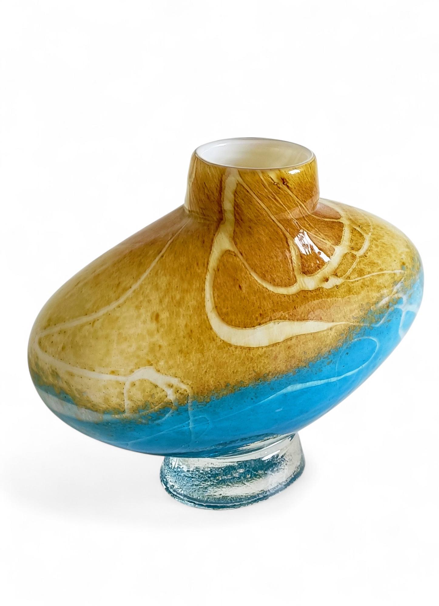 Fin du 20e siècle Vase en verre d'art de Murano, couleurs du coucher de soleil méditerranéen, Italie, années 1980 en vente