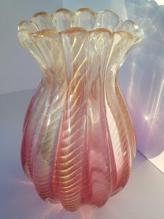 Murano Art Glass Vase Seguso Vetri D'Arte Flavio Poli Sommerso Gold Barovier