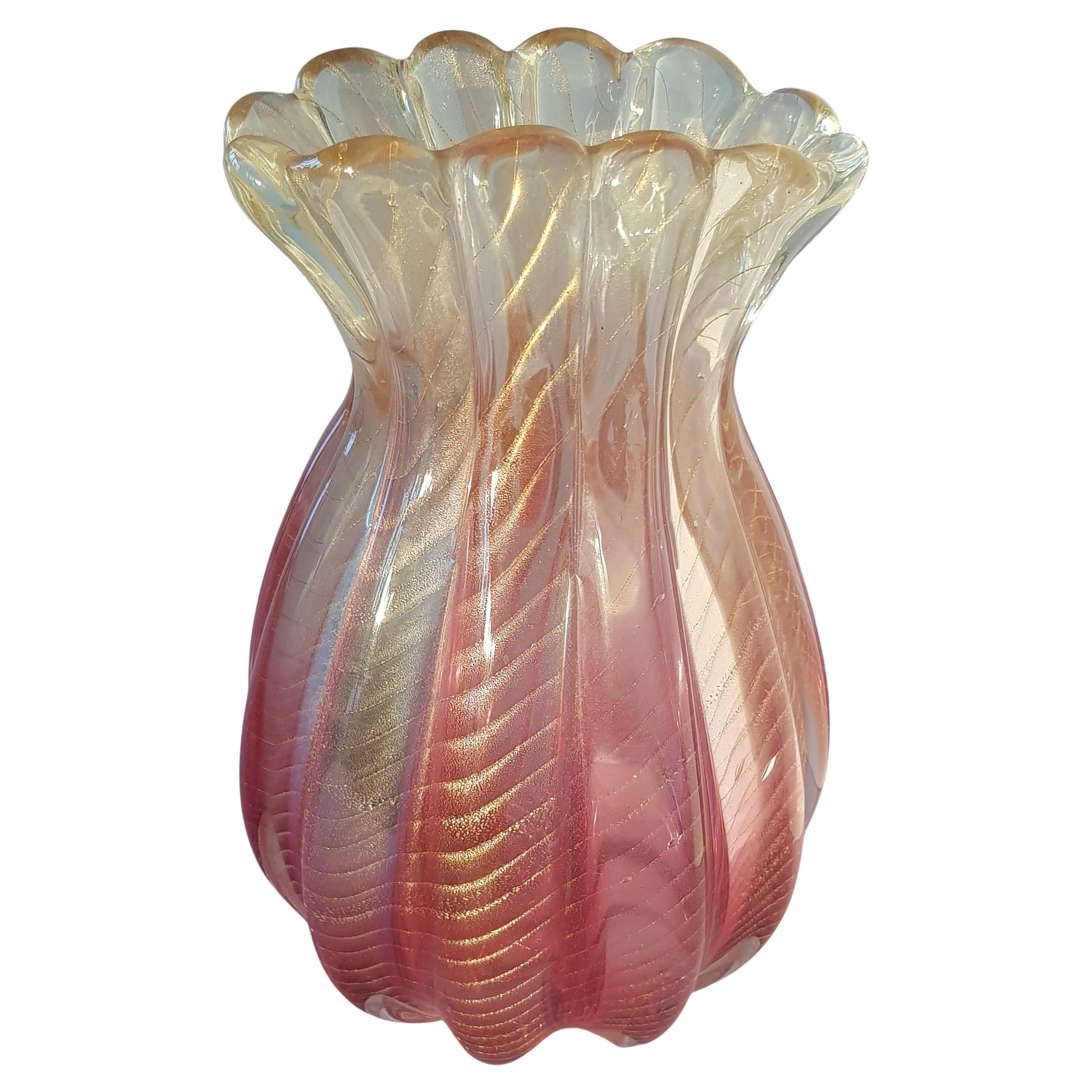 Murano Glass Glass Seguso Vetri D'Arte Flavio Poli Sommerso Gold Barovier