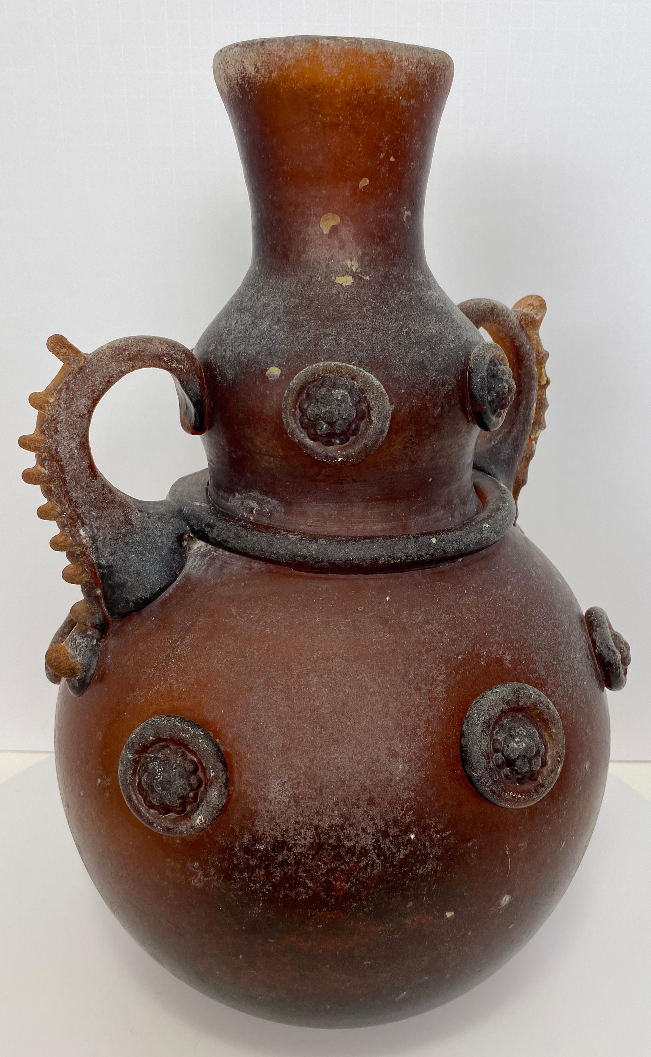 Murano Art Glass Vase with Handles, Roman Revival Style In Good Condition For Sale In Miami, FL