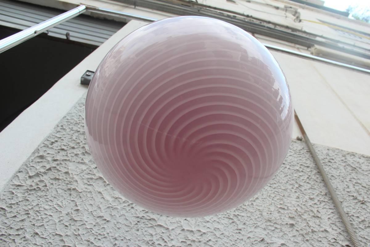 Mid-Century Modern Murano Art Glass VeArt Ball Chandelier Pink Color Very Particular