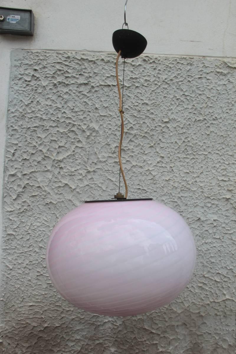 Italian Murano Art Glass VeArt Ball Chandelier Pink Color Very Particular