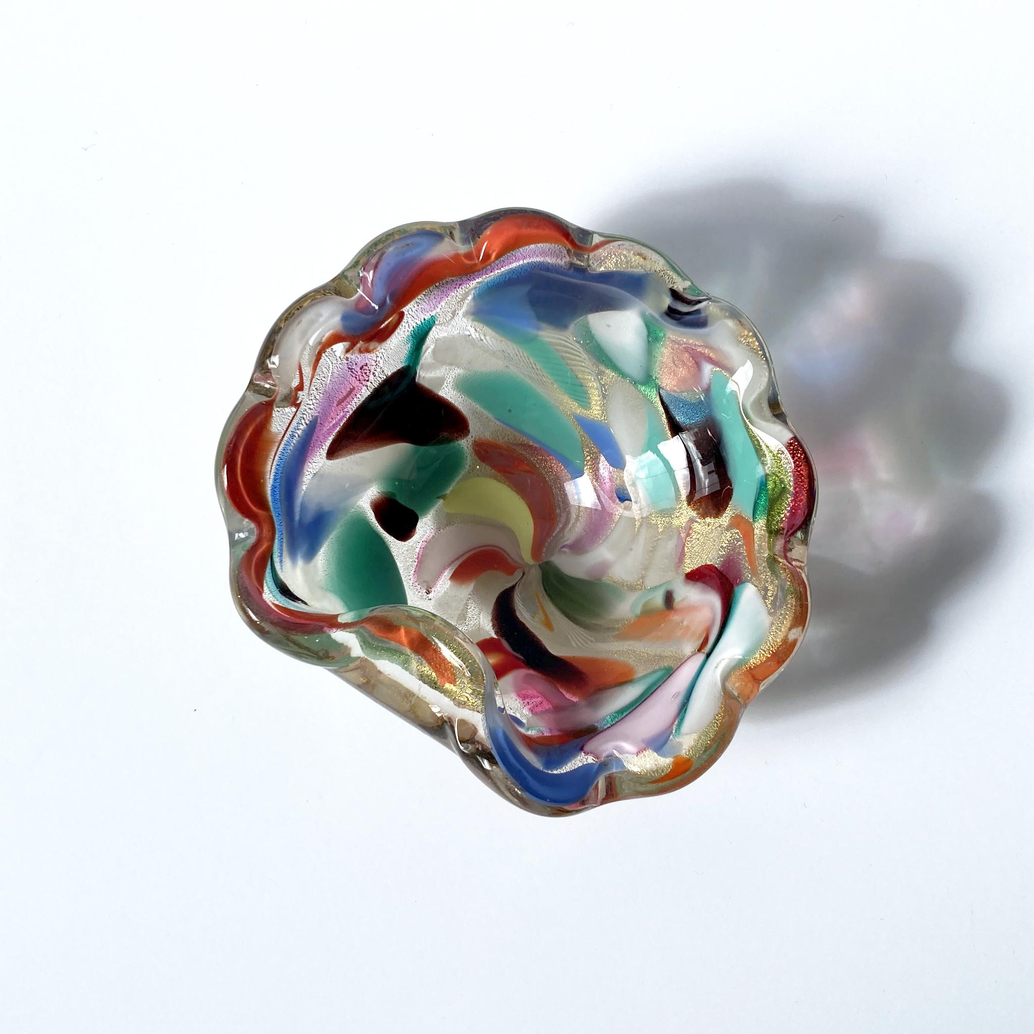 Hand-Crafted Murano Art Glass Vide Poche, AVEM, Tutti Frutti Multicolor  For Sale