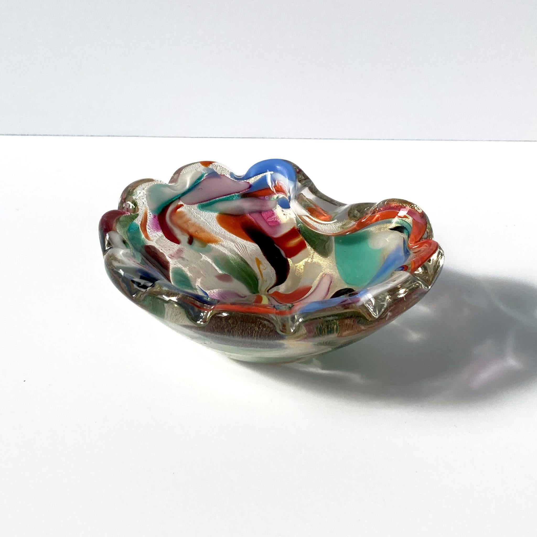 Murano Art Glass Vide Poche, AVEM, Tutti Frutti Multicolor  In Good Condition For Sale In New York, NY
