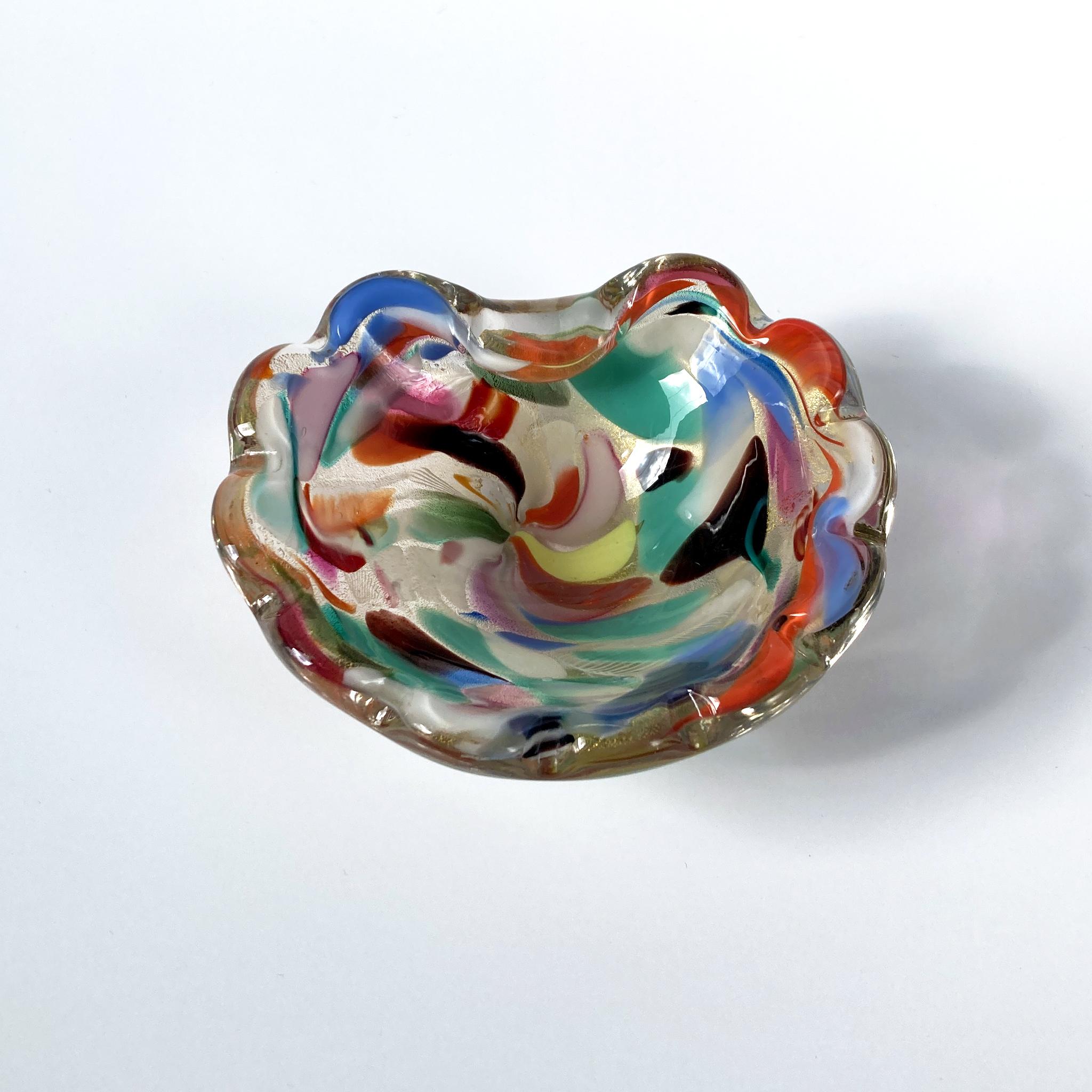 Ablageschale aus Murano-Kunstglas, AVEM, Tutti Frutti, mehrfarbig  (Mitte des 20. Jahrhunderts) im Angebot