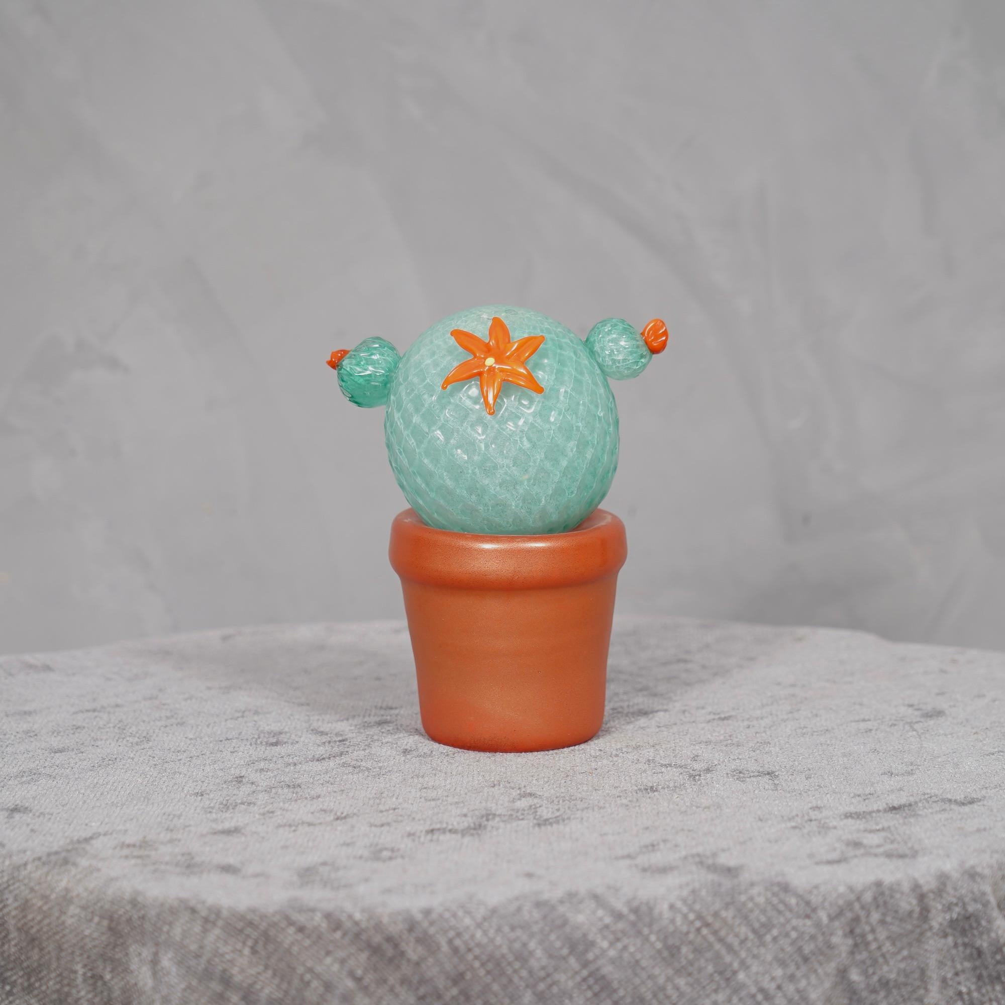 Design italien, ce cactus est une icône de la mode italienne, vert d'eau avec un beau vase en verre rouge en dessous.

En édition limitée, fabriqués dans l'un des fours de Venise, les cactus sont en verre de Murano ont un vase en verre rouge et