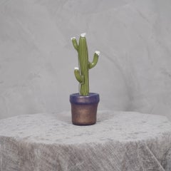 Murano Art Glass Water Green Cactus Plant, 1990