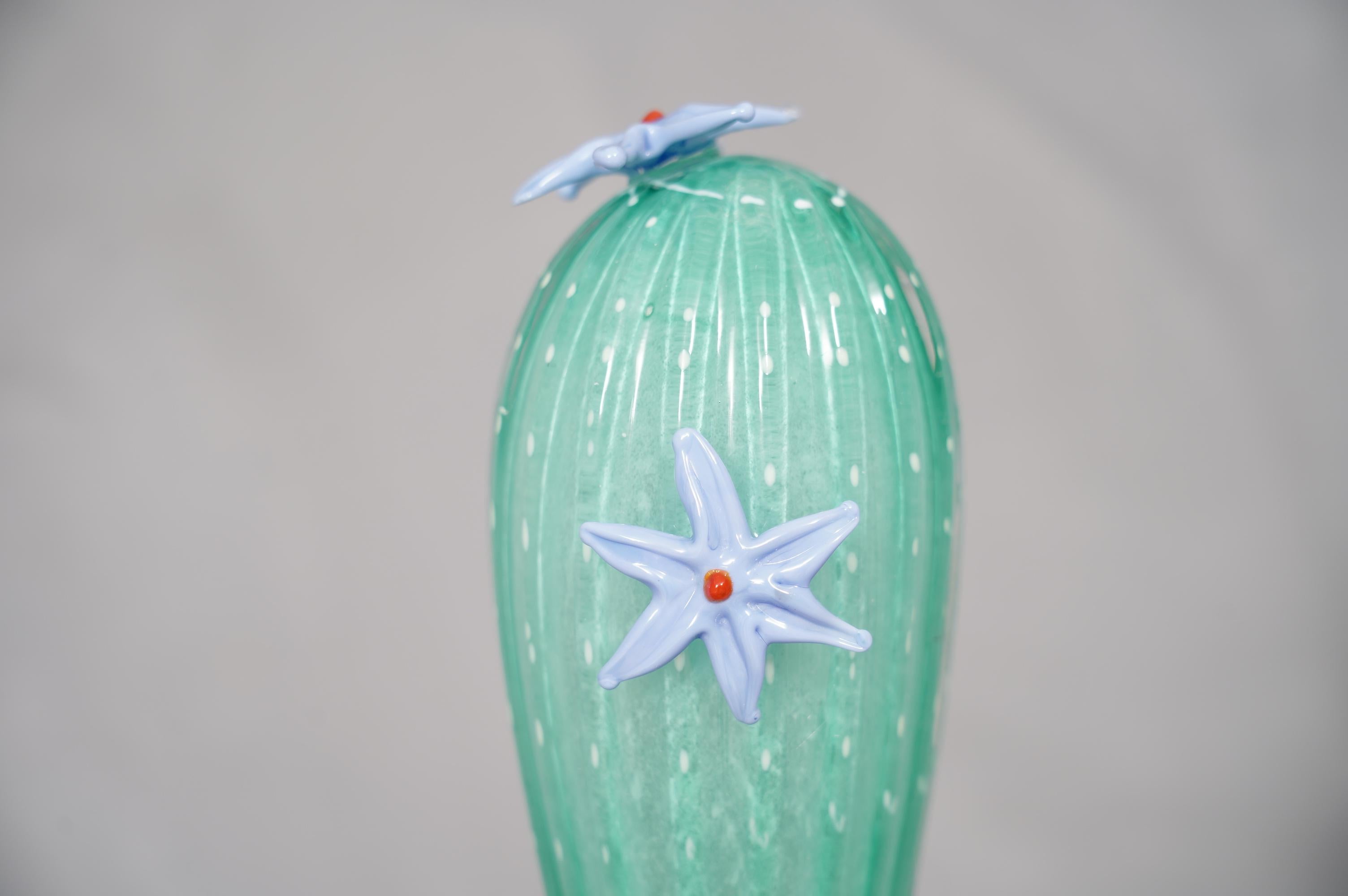 Murano Kunstglas Wasser Grüner Kaktus Pflanze, 1990 (Moderne der Mitte des Jahrhunderts) im Angebot