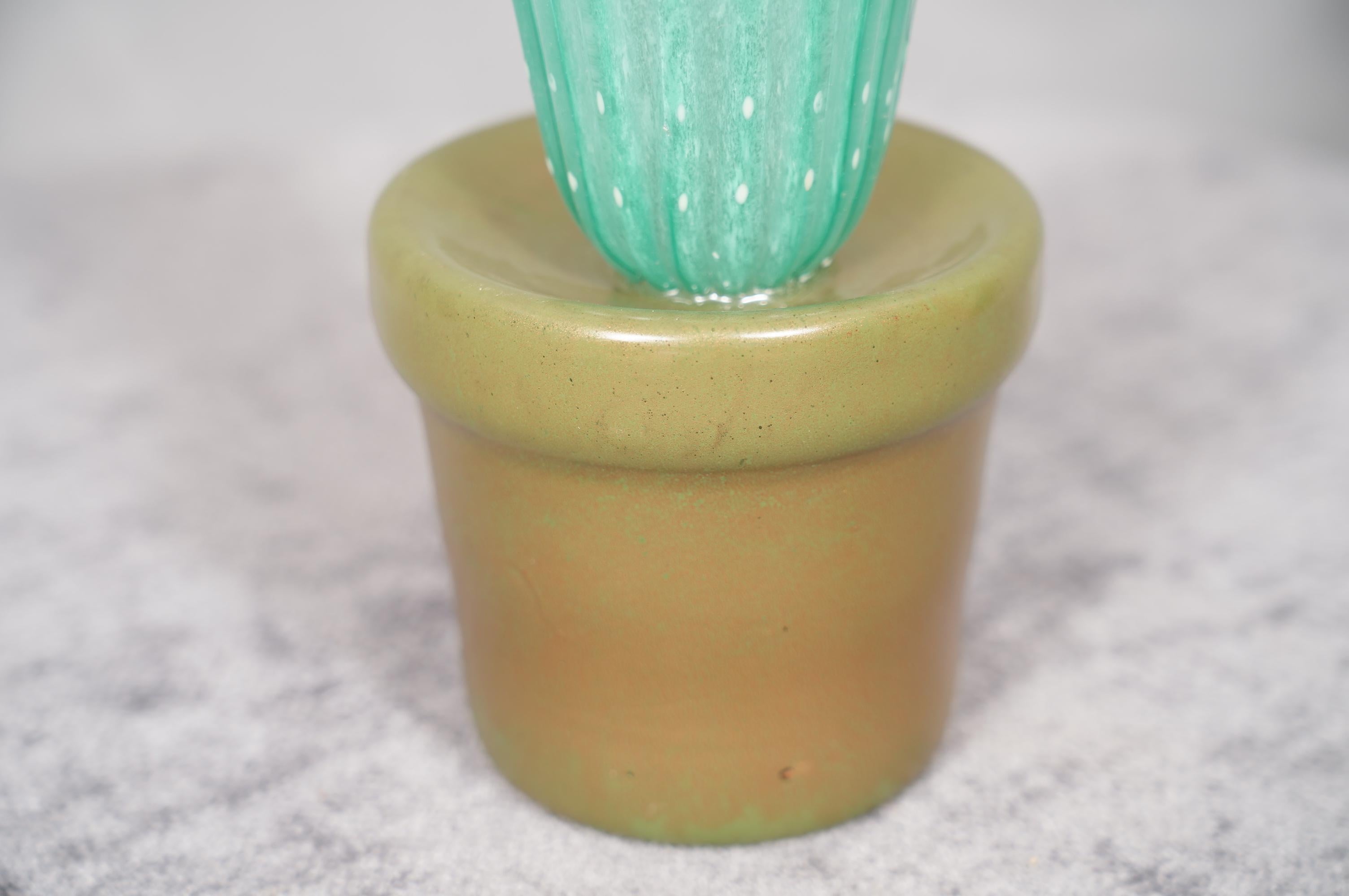 Murano Kunstglas Wasser Grüner Kaktus Pflanze, 1990 im Zustand „Gut“ im Angebot in Roma, Lazio