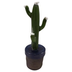 Murano Art Glass Water Green Cactus Plant, 1990