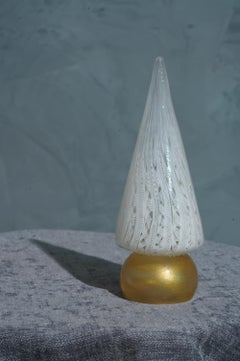 Murano Art Glass White and Gold Tree Sculpture, 1980