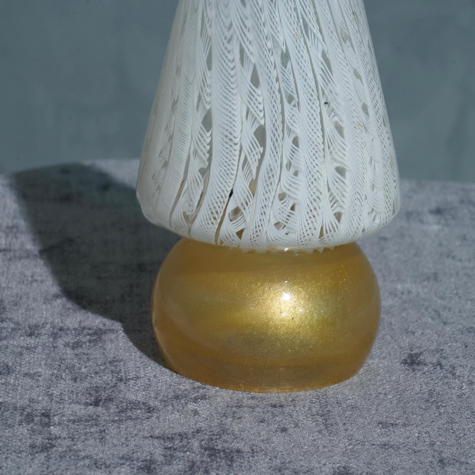 Late 20th Century Murano Art Glass White and Gold Tree Sculpture, 1980 For Sale