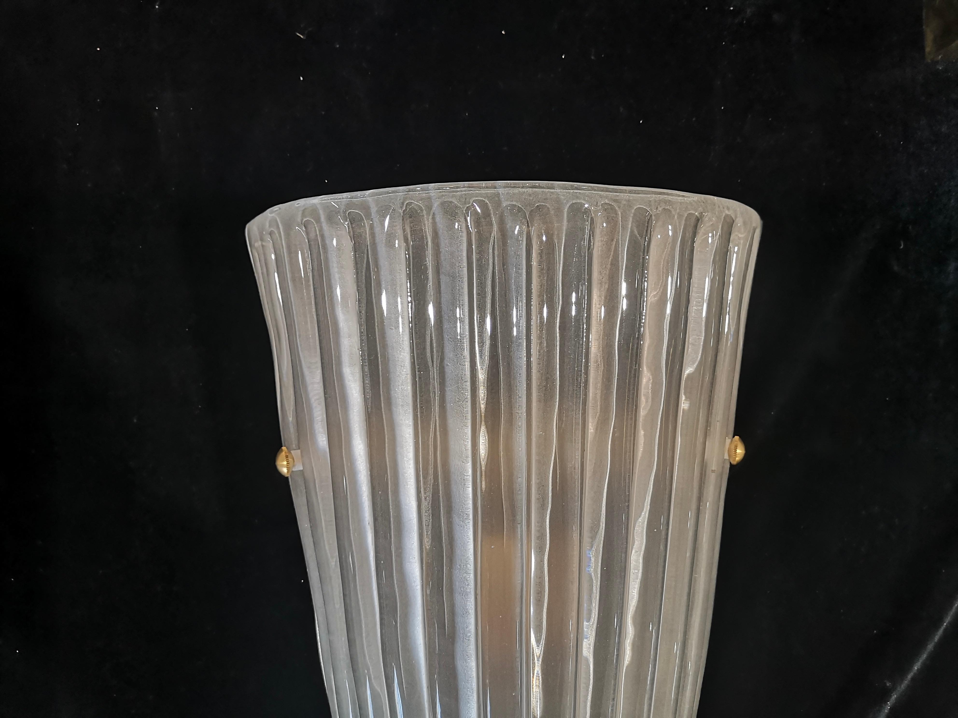 Mid-Century Modern Murano Art Glass White Color and Brass Wall Light, 2000 For Sale