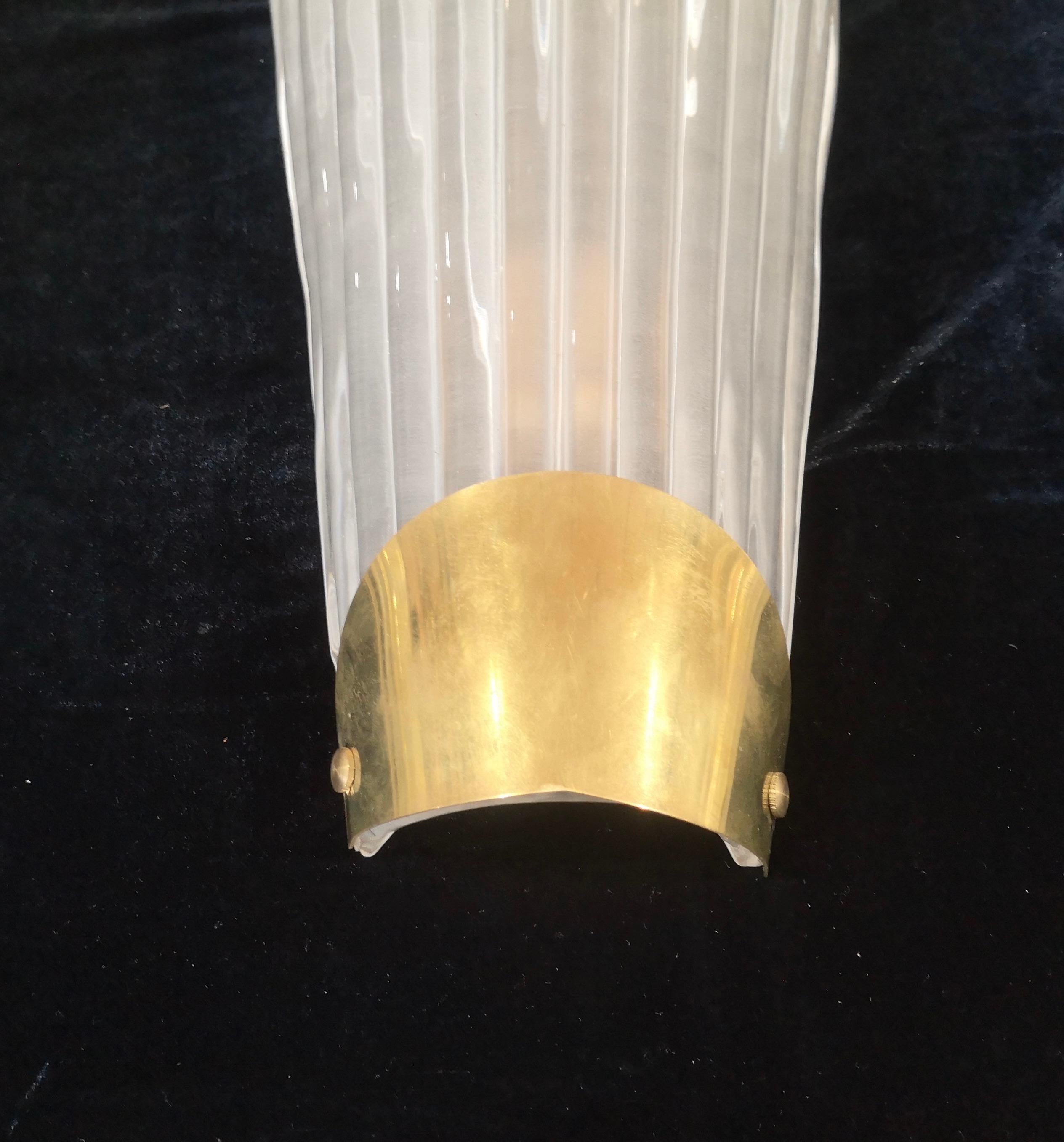 Murano Art Glass White Color and Brass Wall Light, 2000 For Sale 2