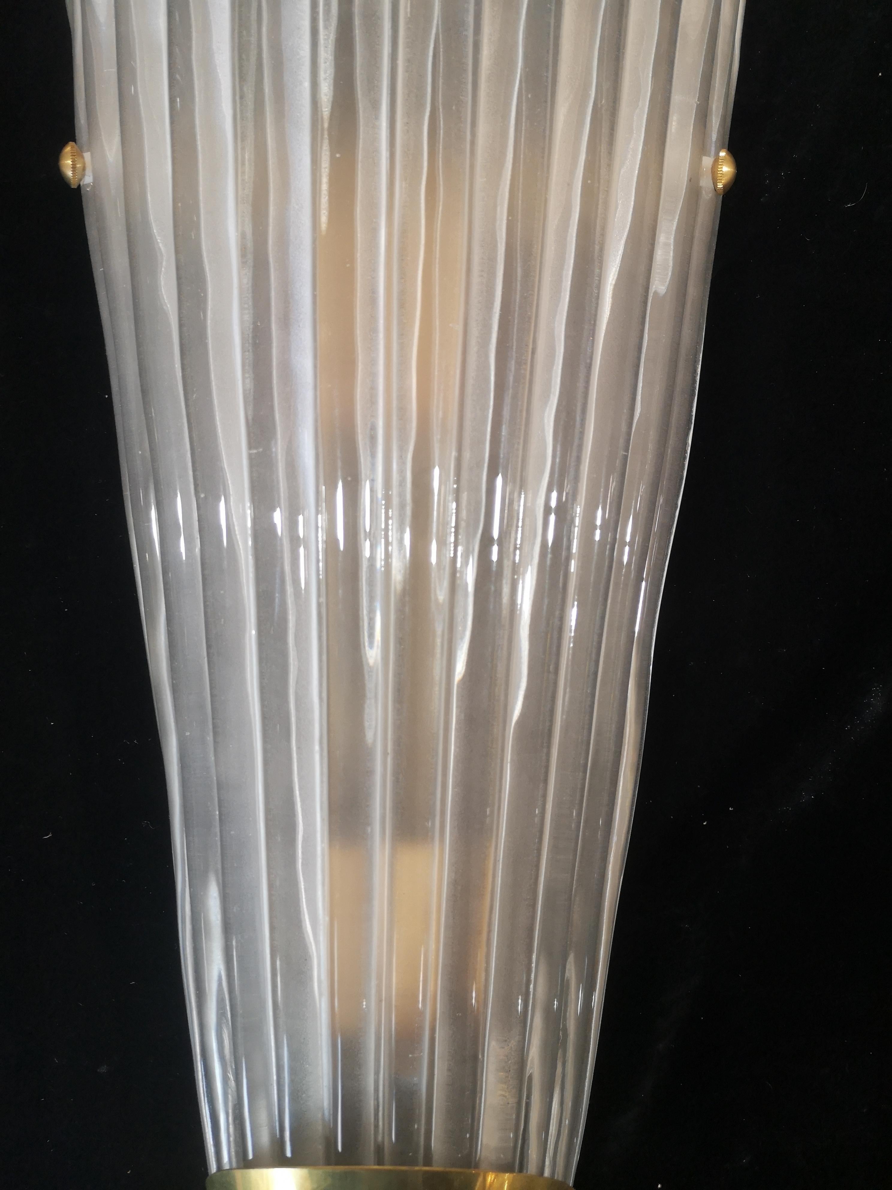Murano Art Glass White Color and Brass Wall Light, 2000 For Sale 3